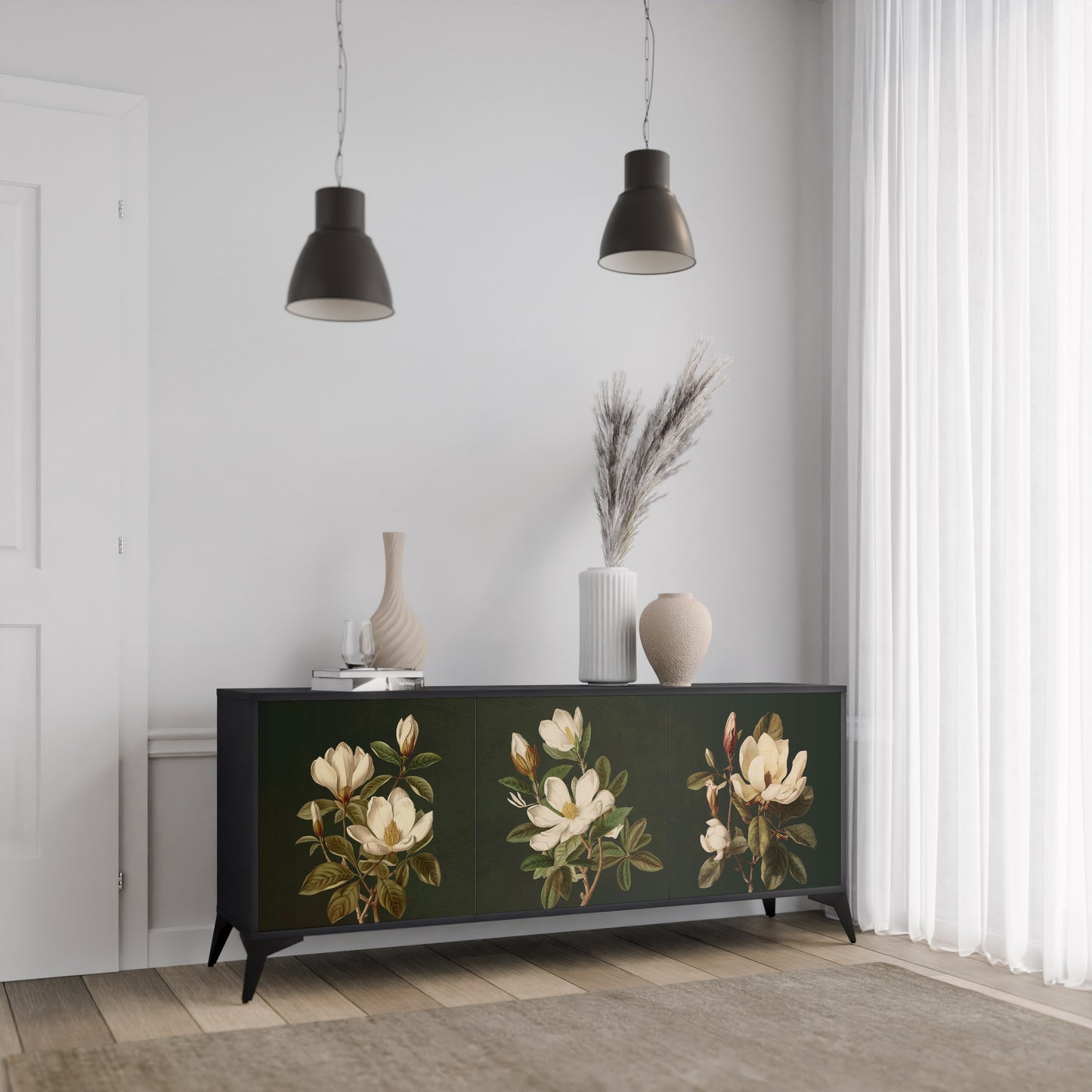 FLORAL NOIR Třídveřová komoda