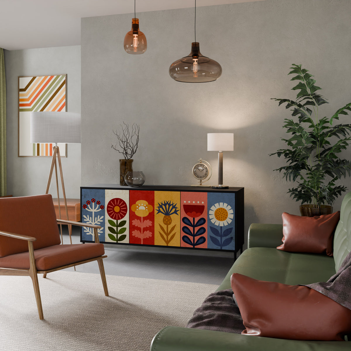 SCANDIC FLOWERET Třídveřová komoda