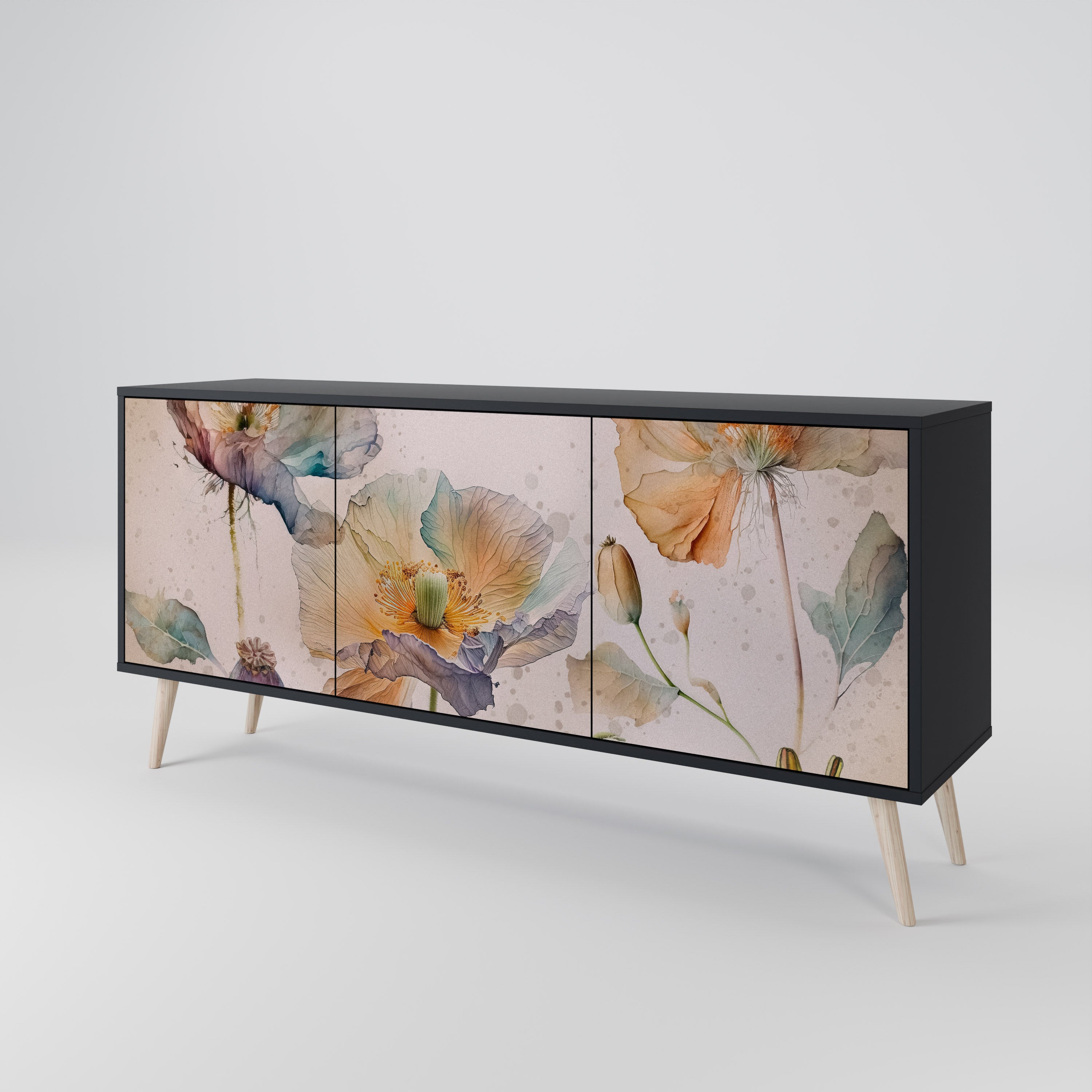 SOFTEN POPPY 3-Door Sideboard