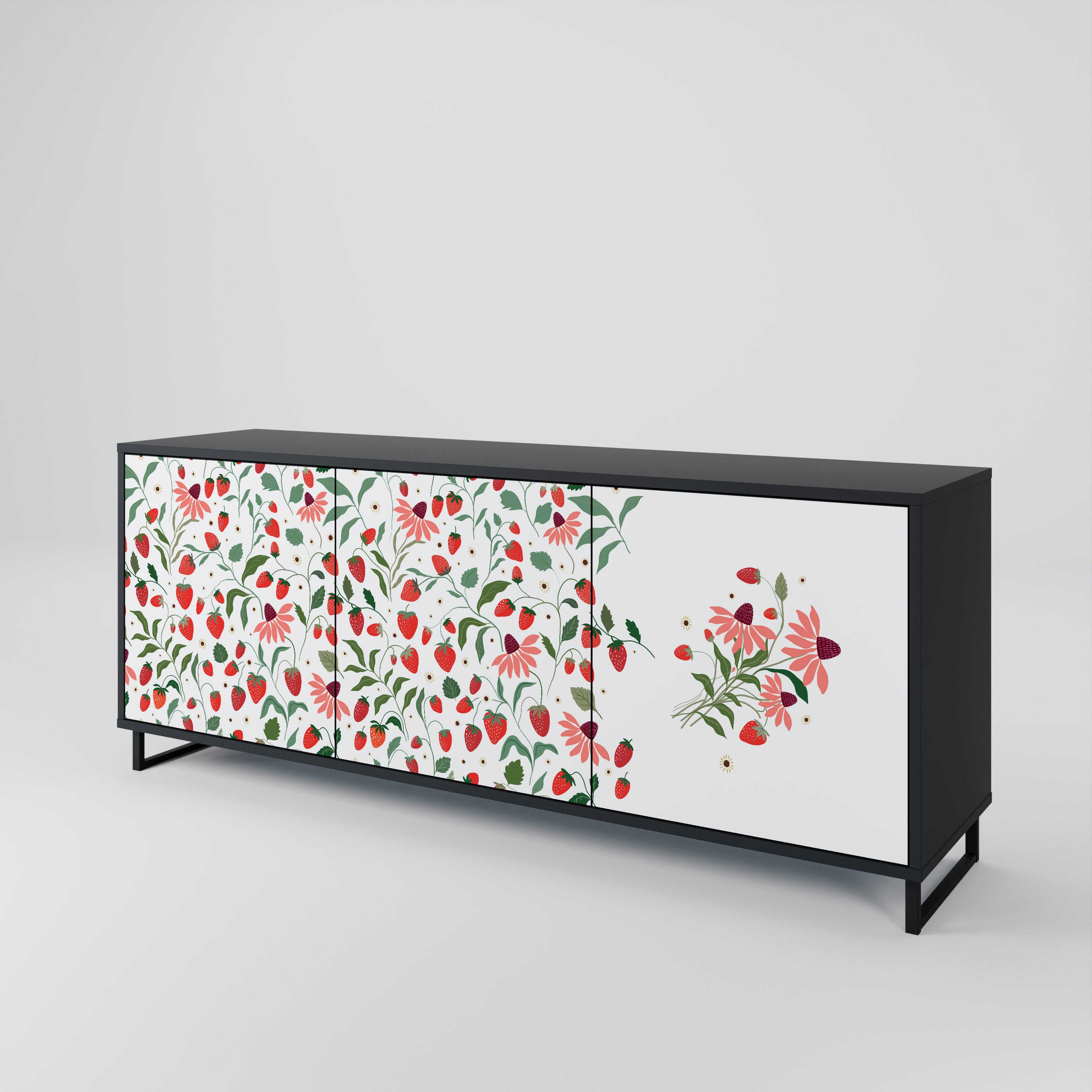 FLOWERS AND STRAWBERRIES 3-Door Sideboard