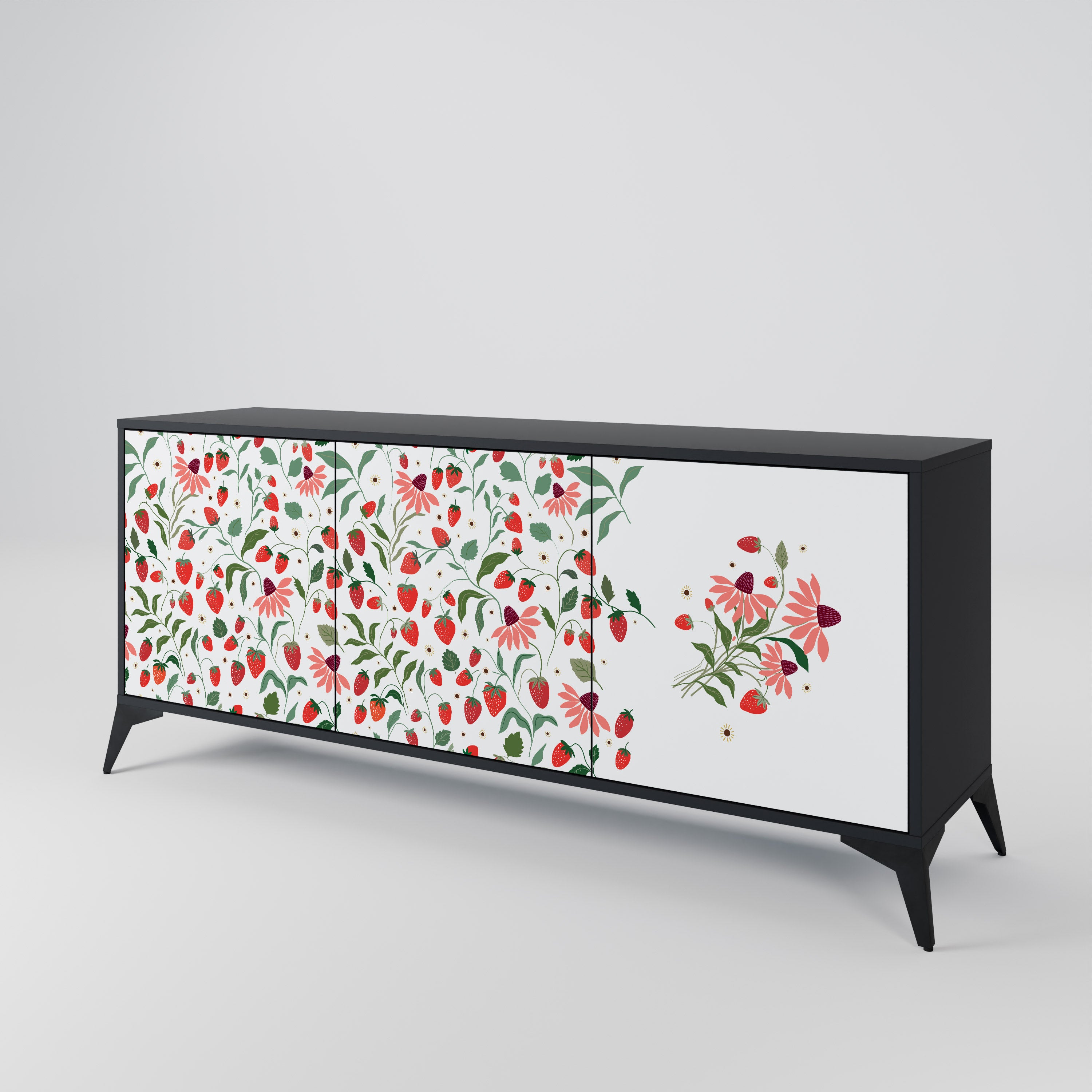 FLOWERS AND STRAWBERRIES 3-Door Sideboard