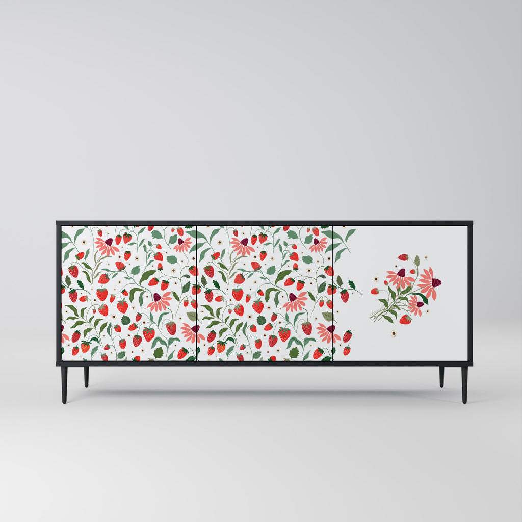 FLOWERS AND STRAWBERRIES 3-Door Sideboard