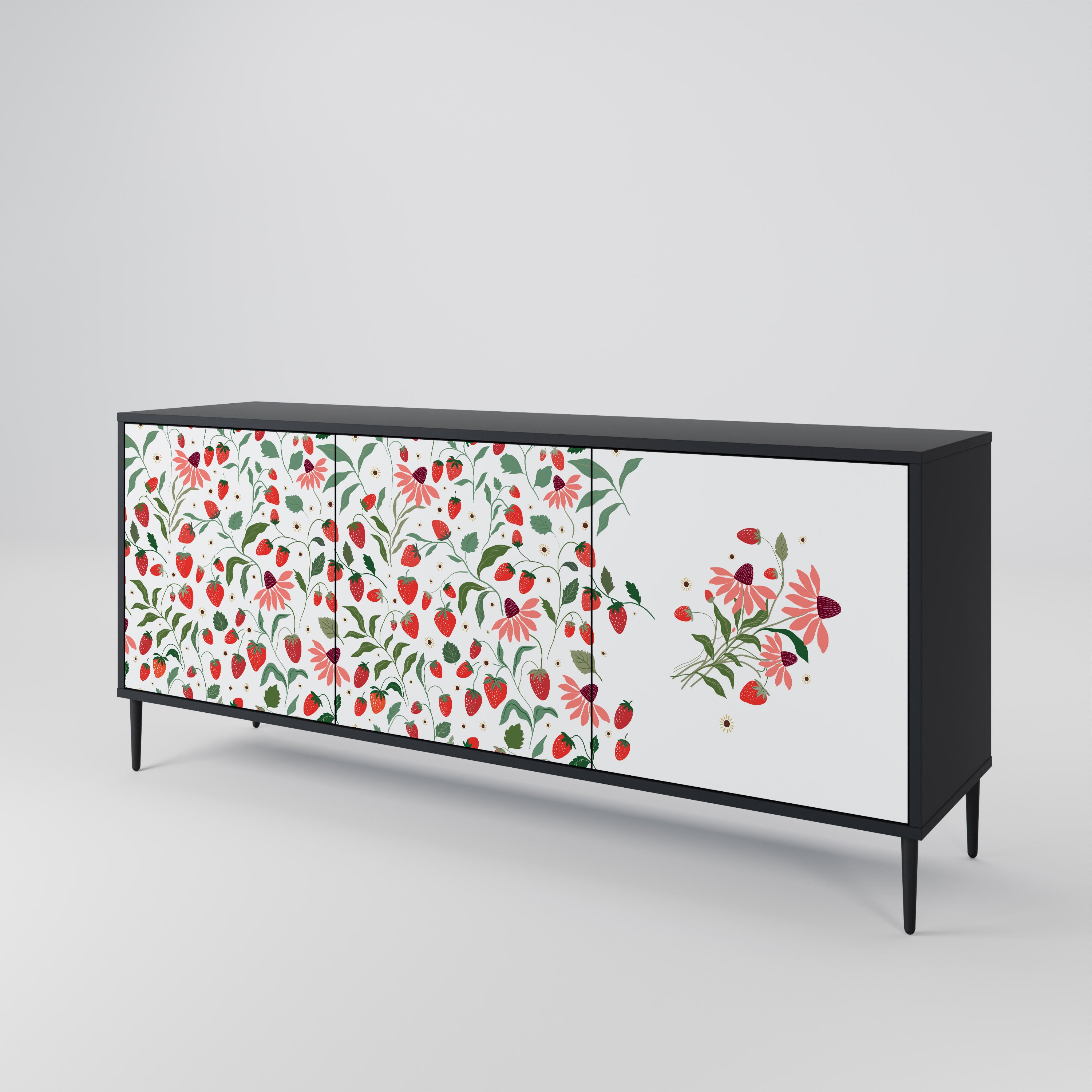 FLOWERS AND STRAWBERRIES 3-Door Sideboard