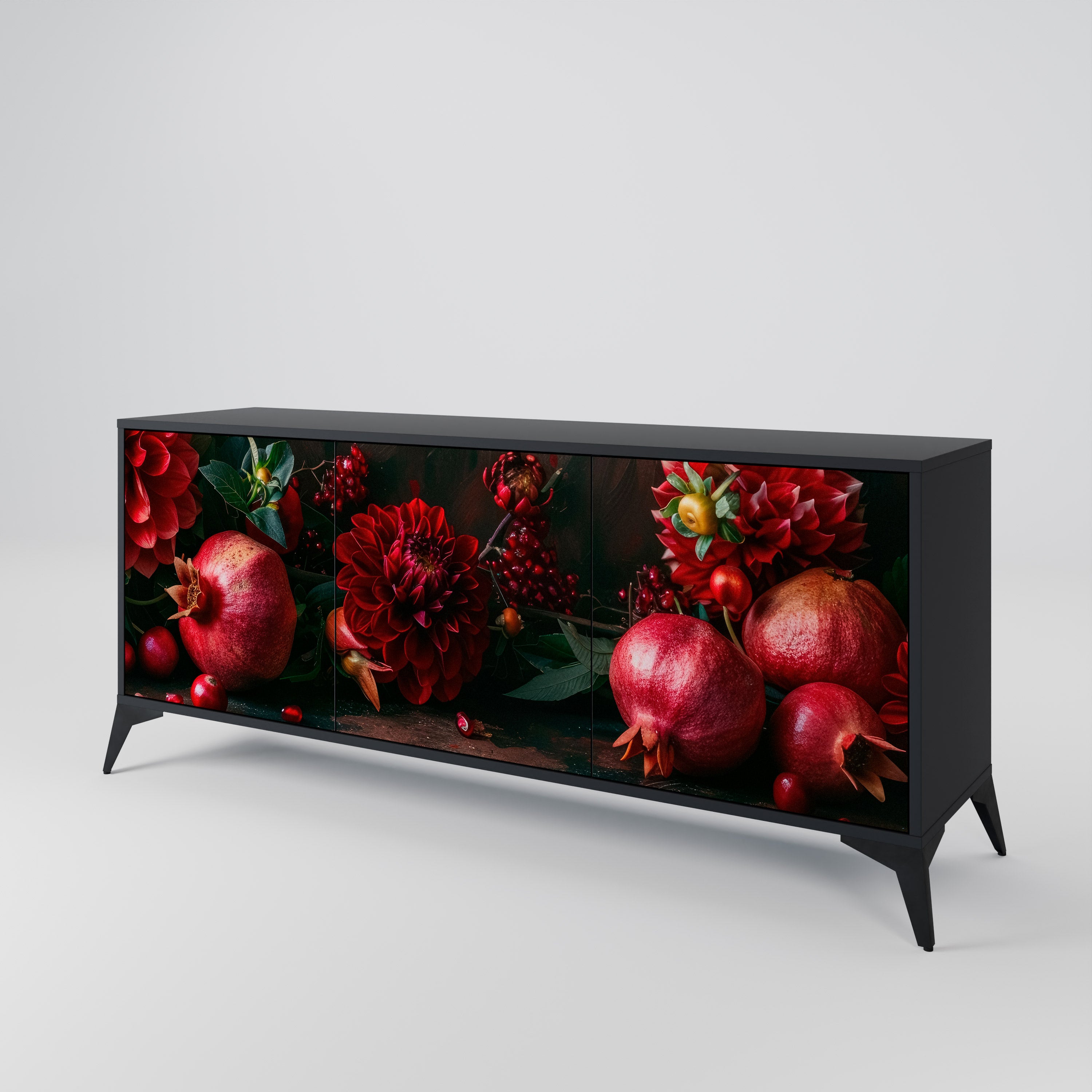 DAHLIAS AND POMEGRANATES 3-Door Sideboard