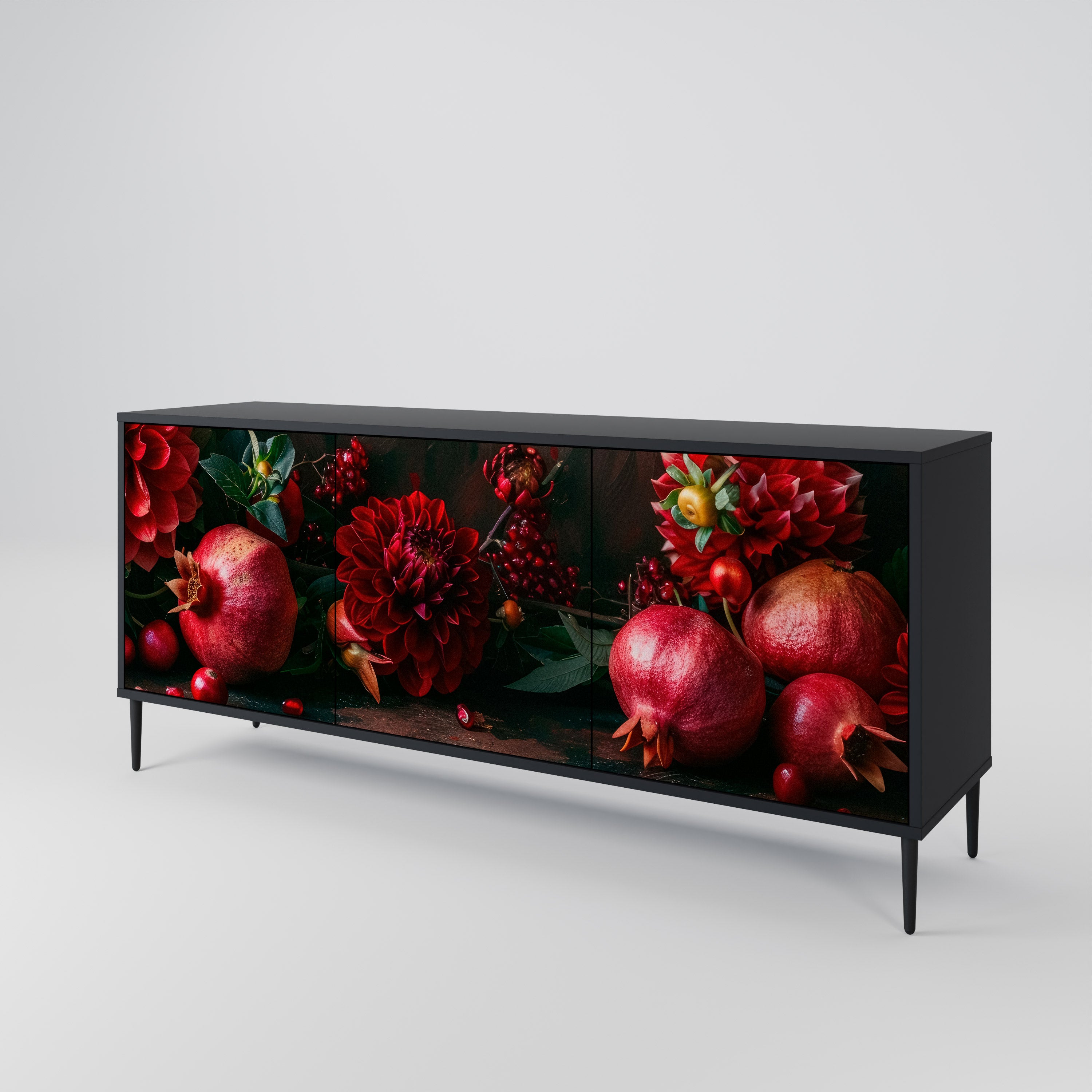 DAHLIAS AND POMEGRANATES 3-Door Sideboard