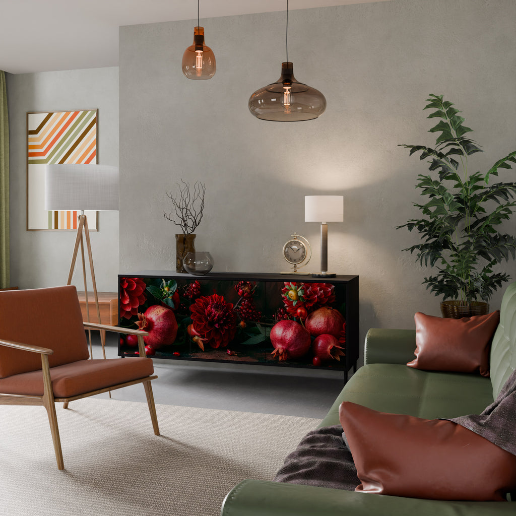 DAHLIAS AND POMEGRANATES 3-Door Sideboard