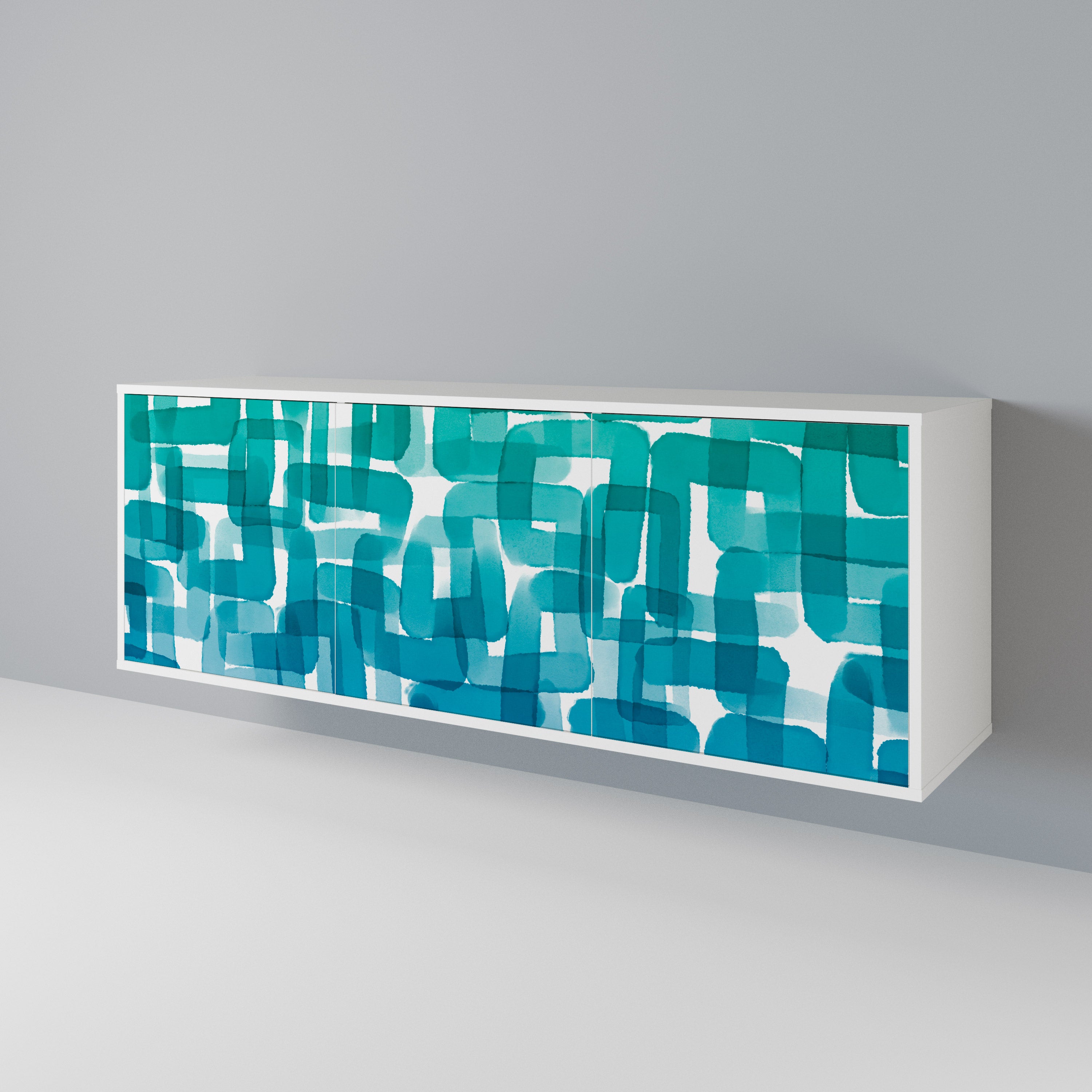TURQUOISE RECTANGLES Třídveřová komoda