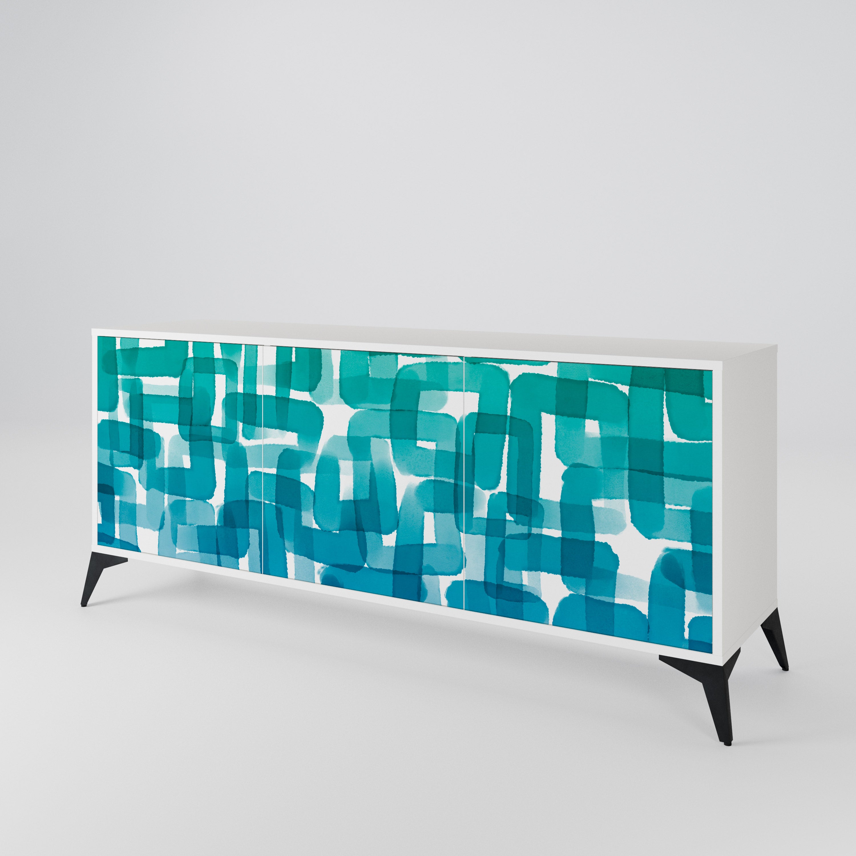TURQUOISE RECTANGLES Třídveřová komoda