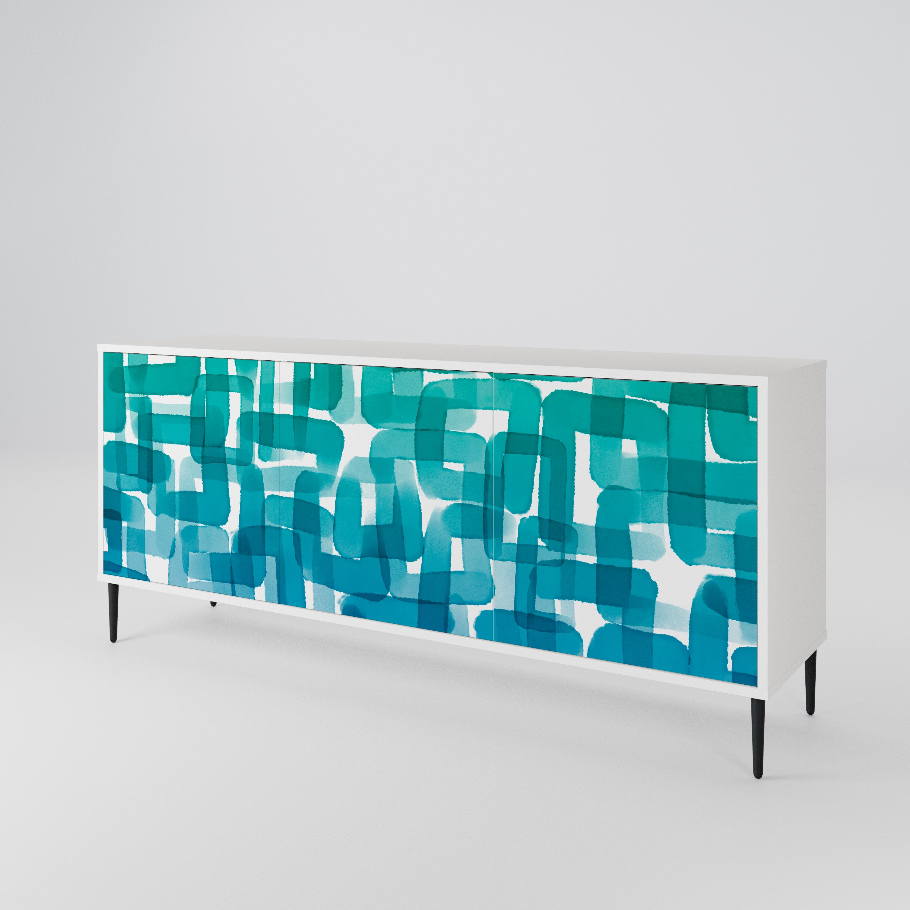 TURQUOISE RECTANGLES Třídveřová komoda