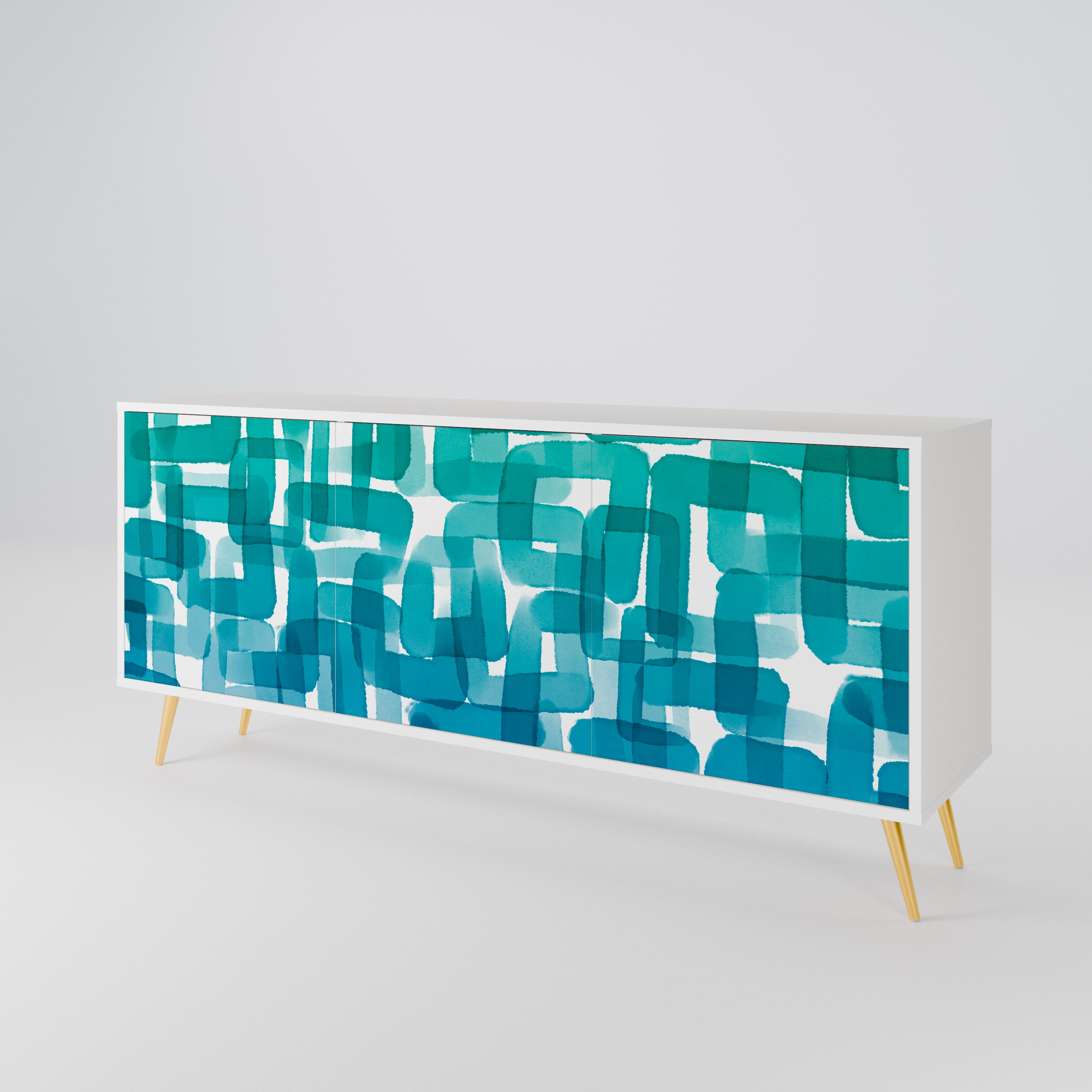 TURQUOISE RECTANGLES Třídveřová komoda