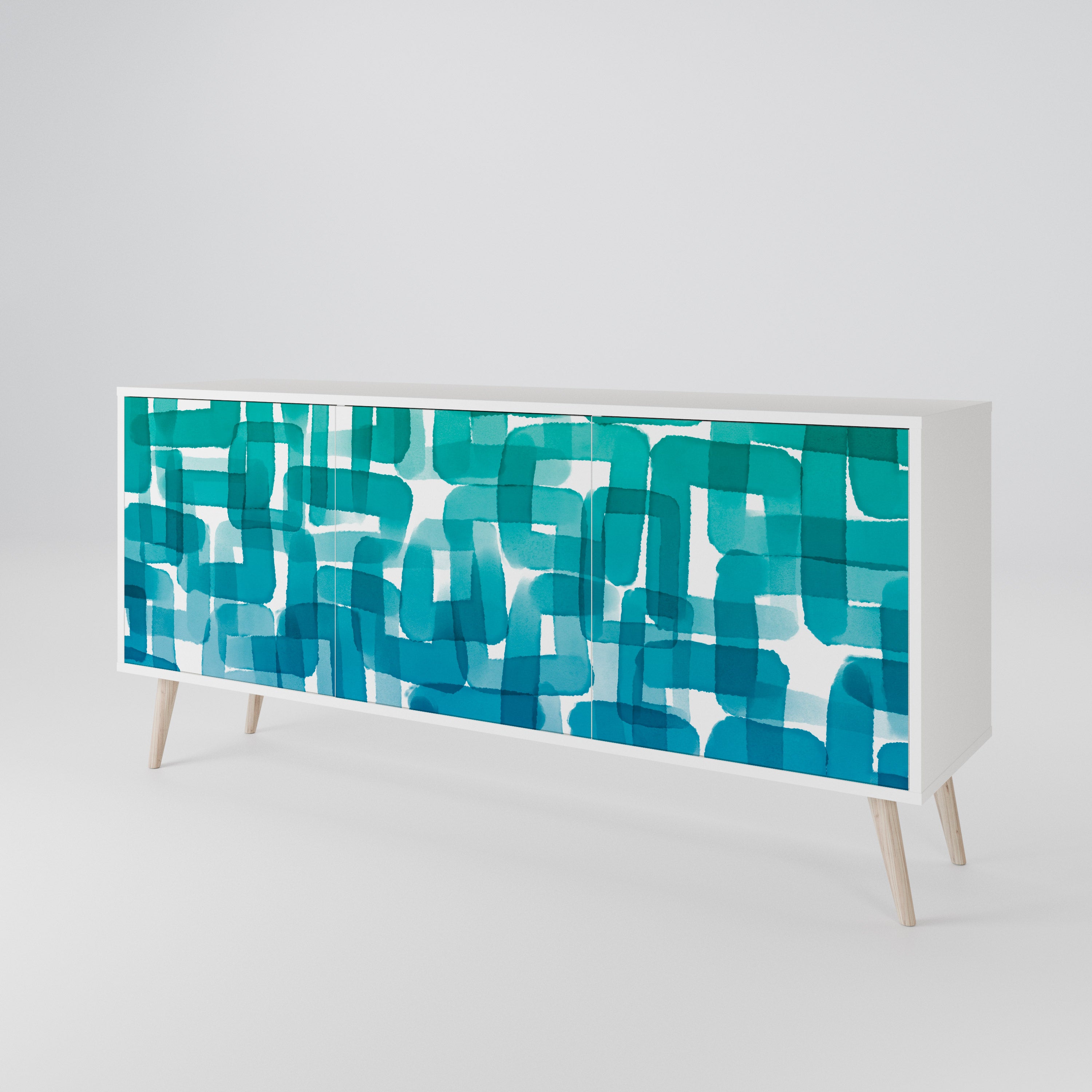 TURQUOISE RECTANGLES Třídveřová komoda