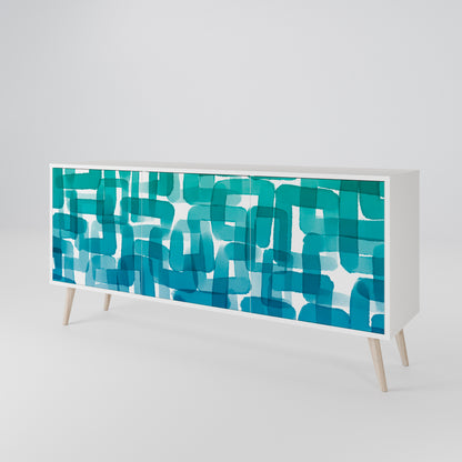 TURQUOISE RECTANGLES Třídveřová komoda