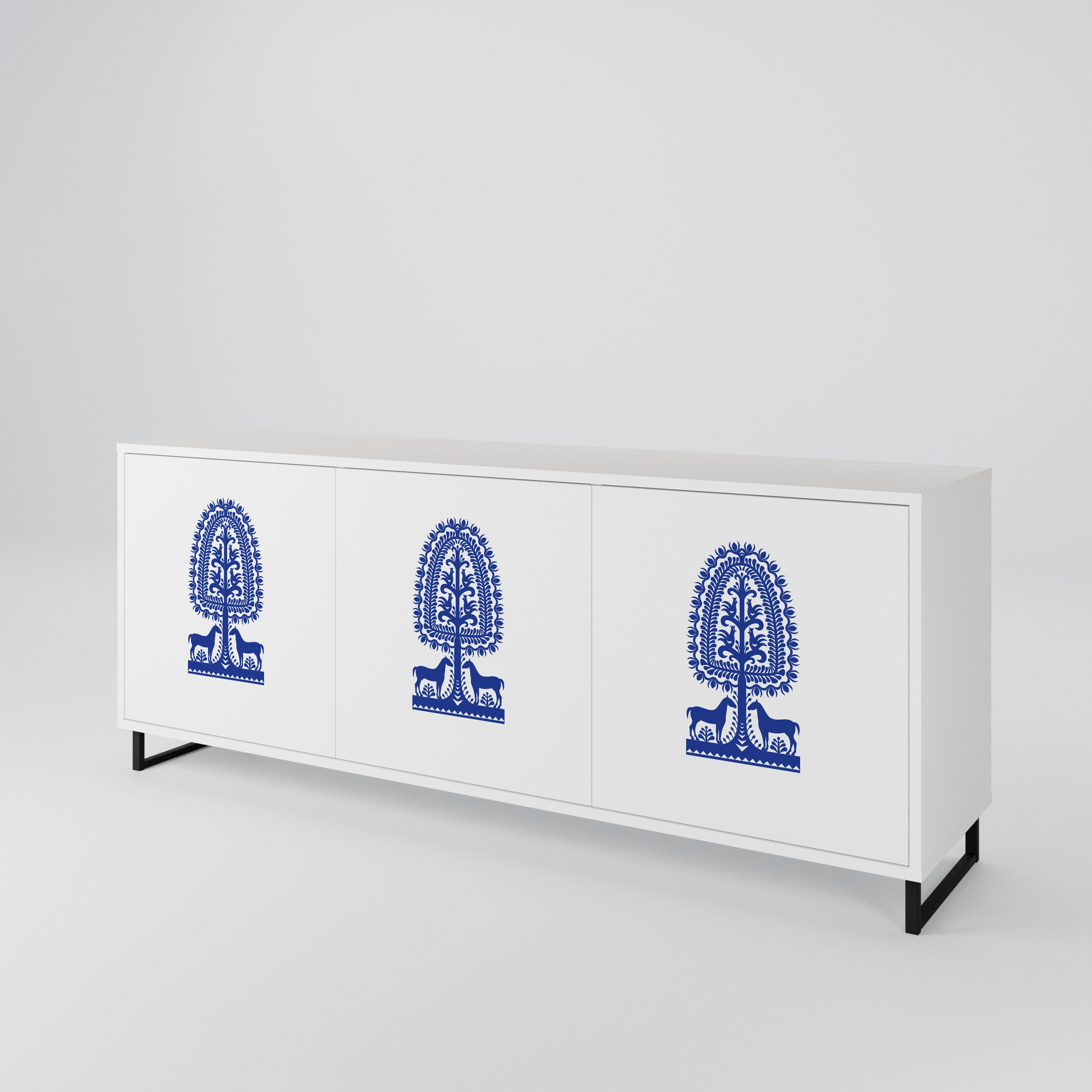 POLISH FOLK ART Třídveřová komoda