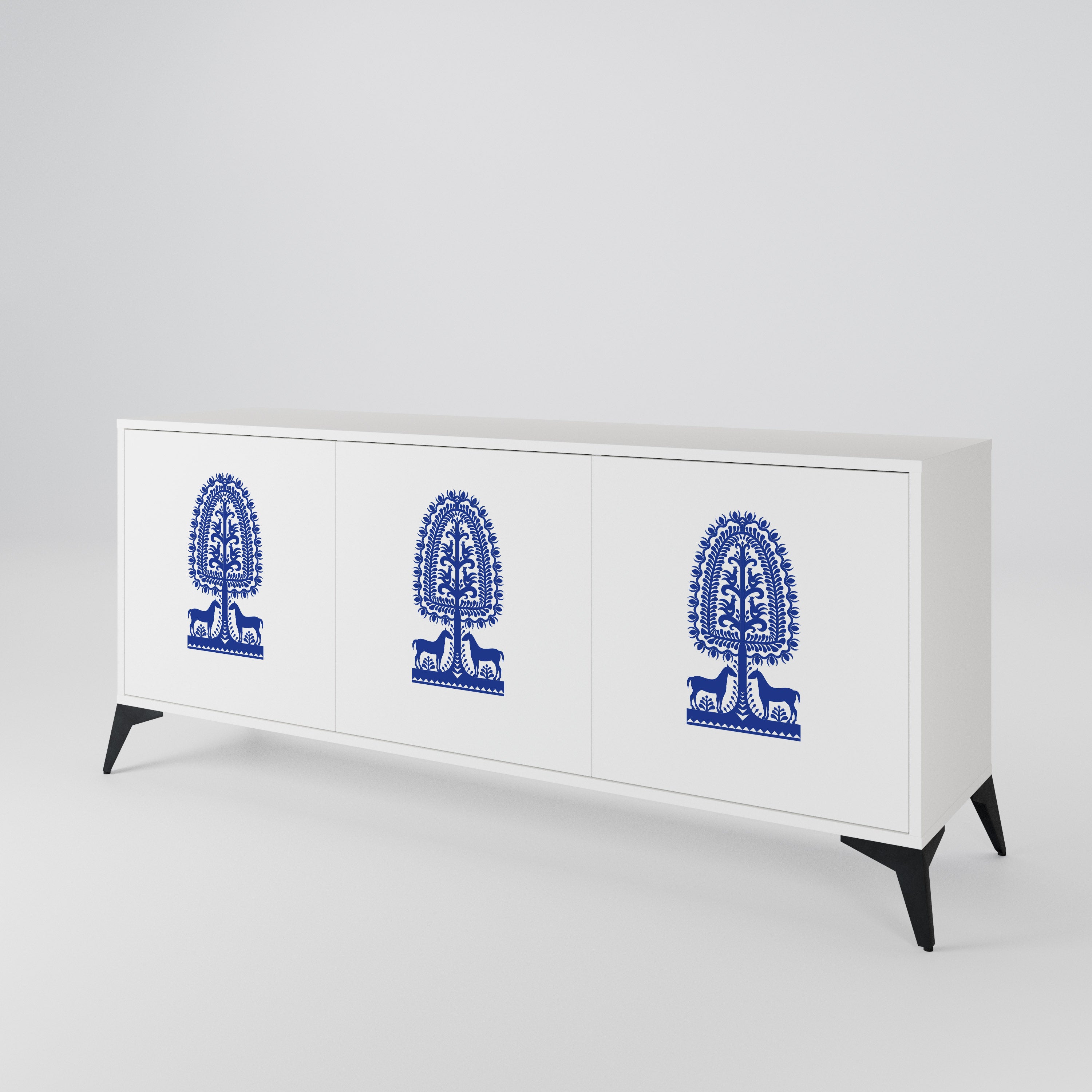 POLISH FOLK ART Třídveřová komoda