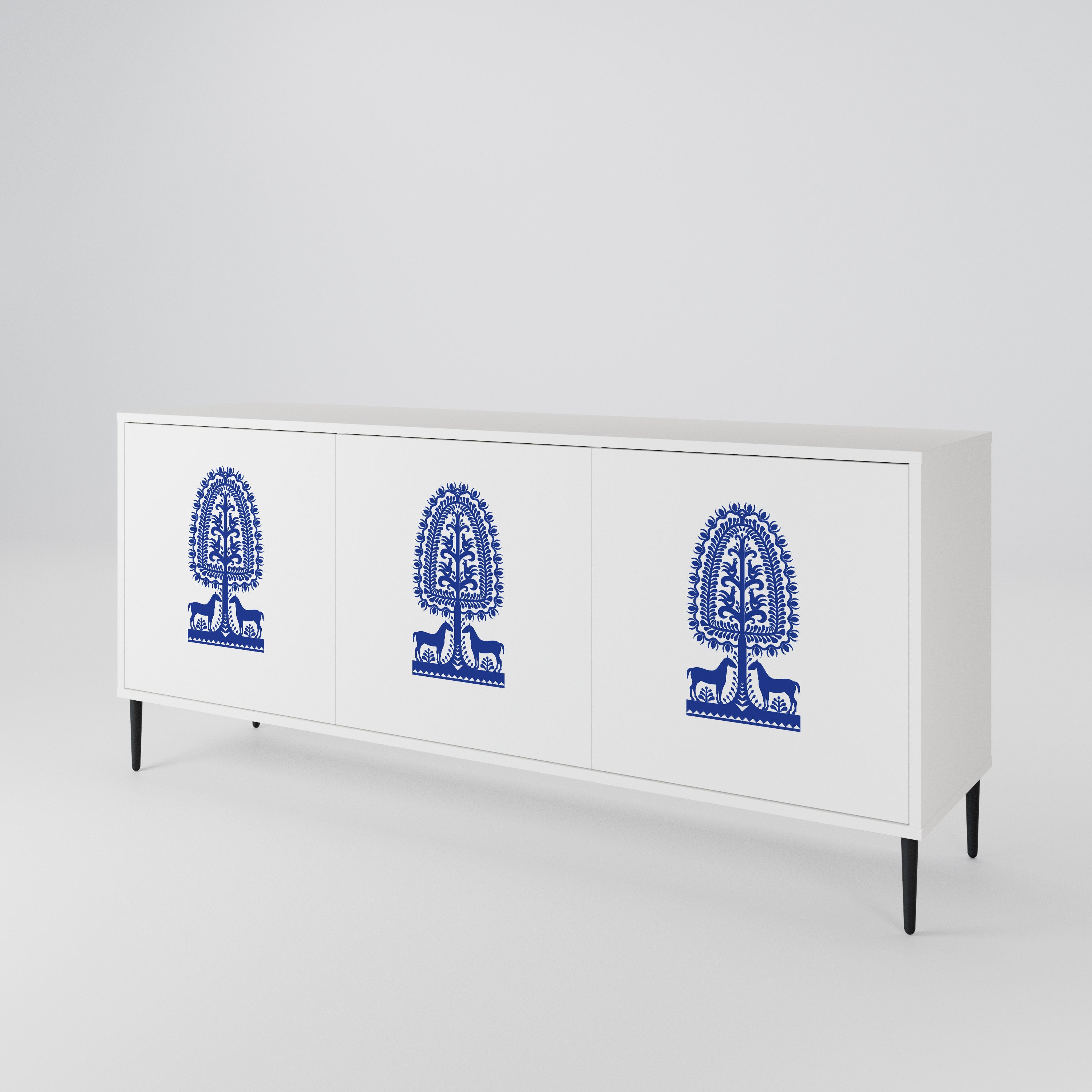 POLISH FOLK ART Třídveřová komoda