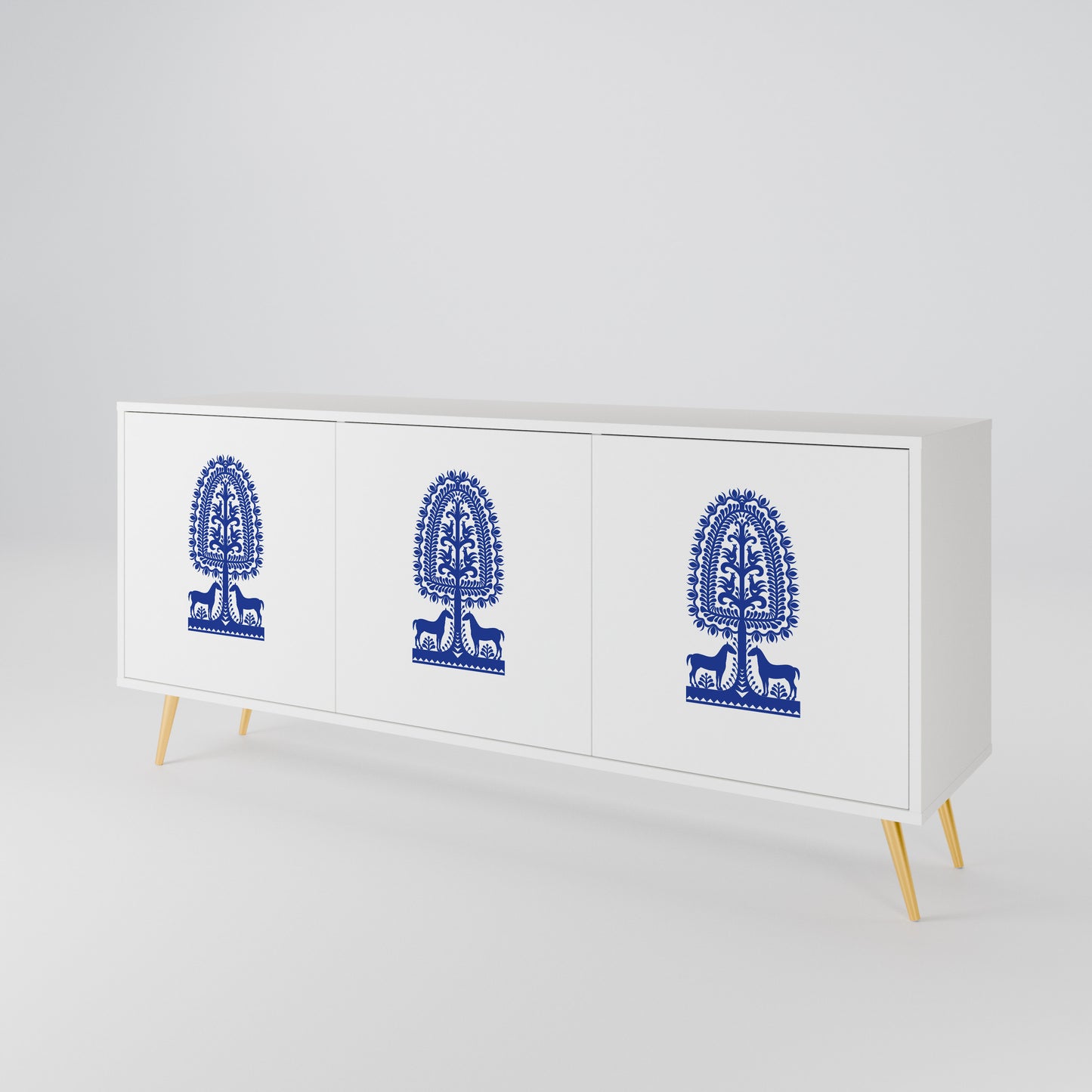 POLISH FOLK ART Třídveřová komoda