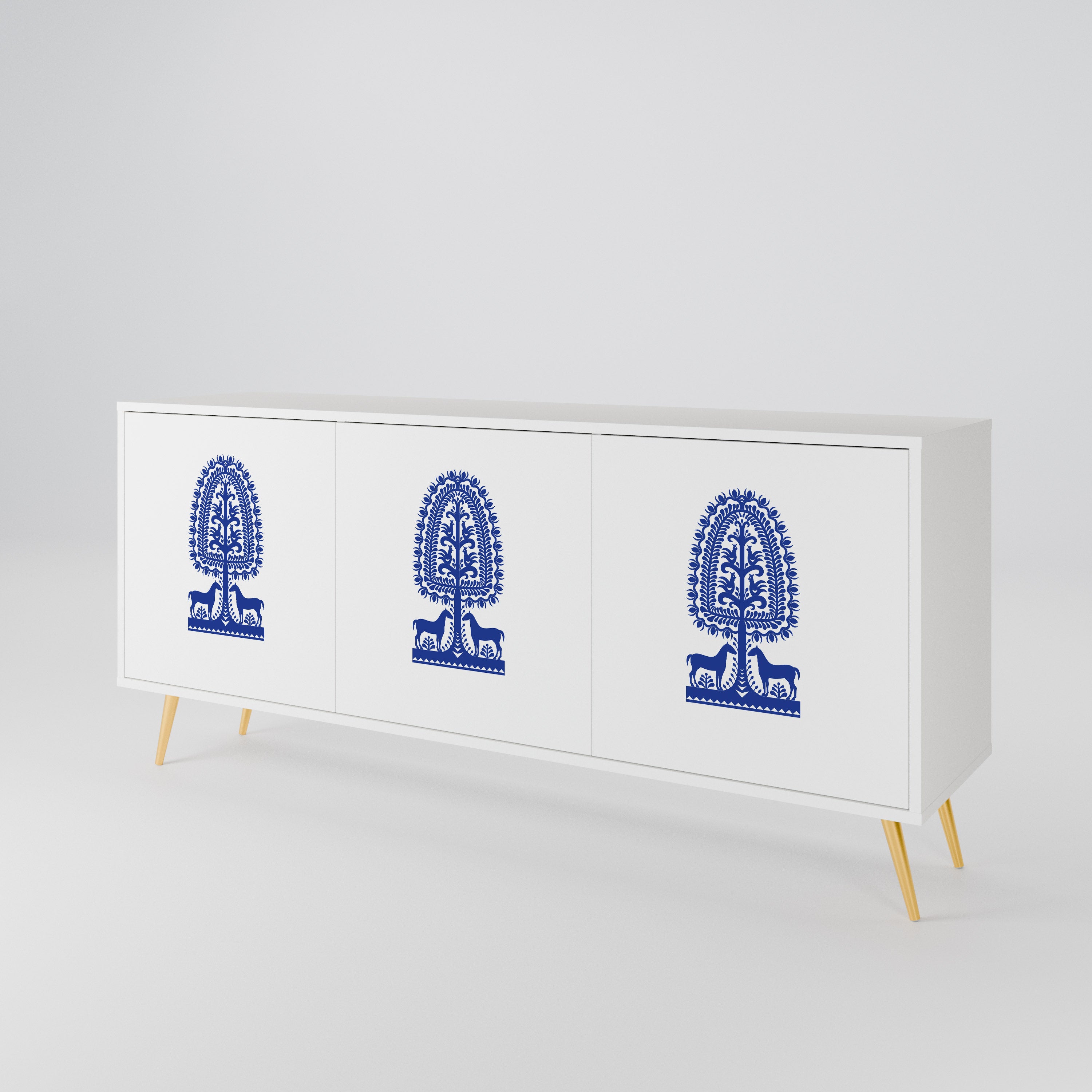 POLISH FOLK ART Třídveřová komoda