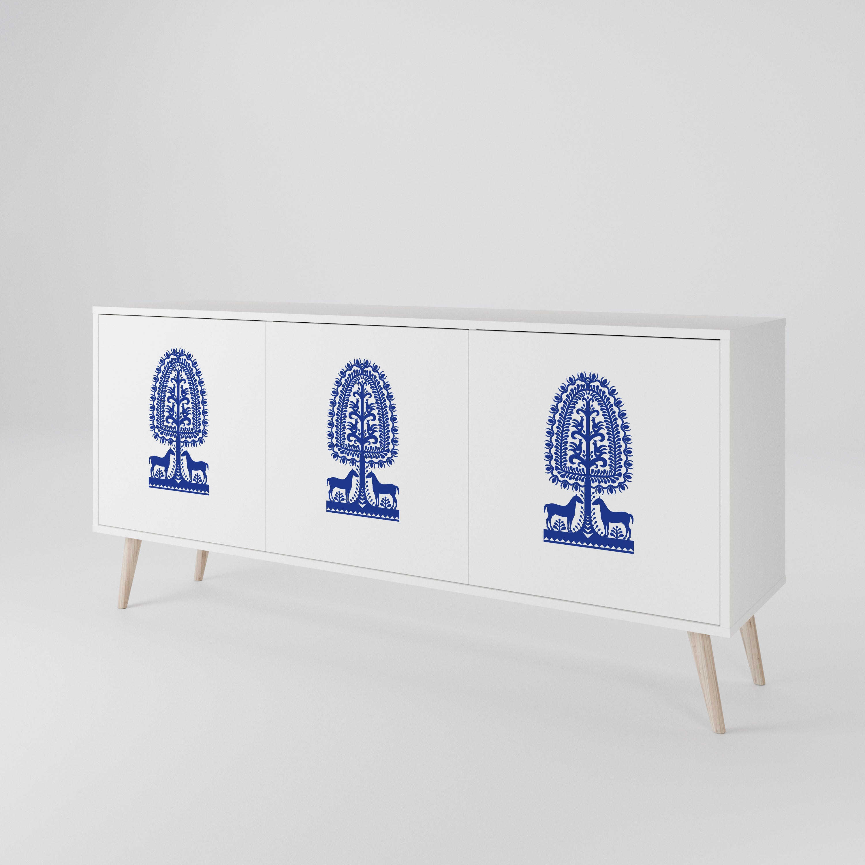 POLISH FOLK ART Třídveřová komoda