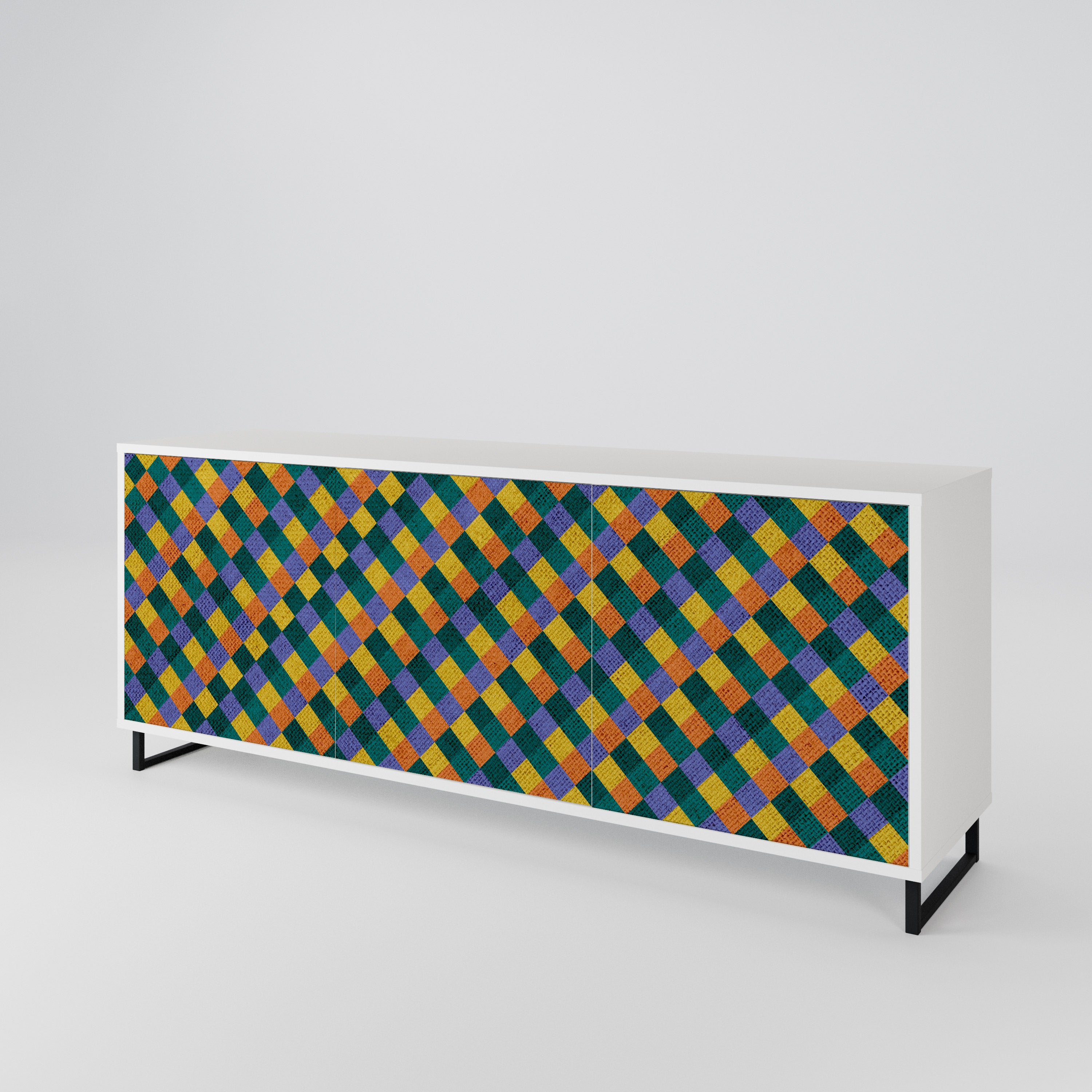 PAINTED SQUARES MIX Třídveřová komoda