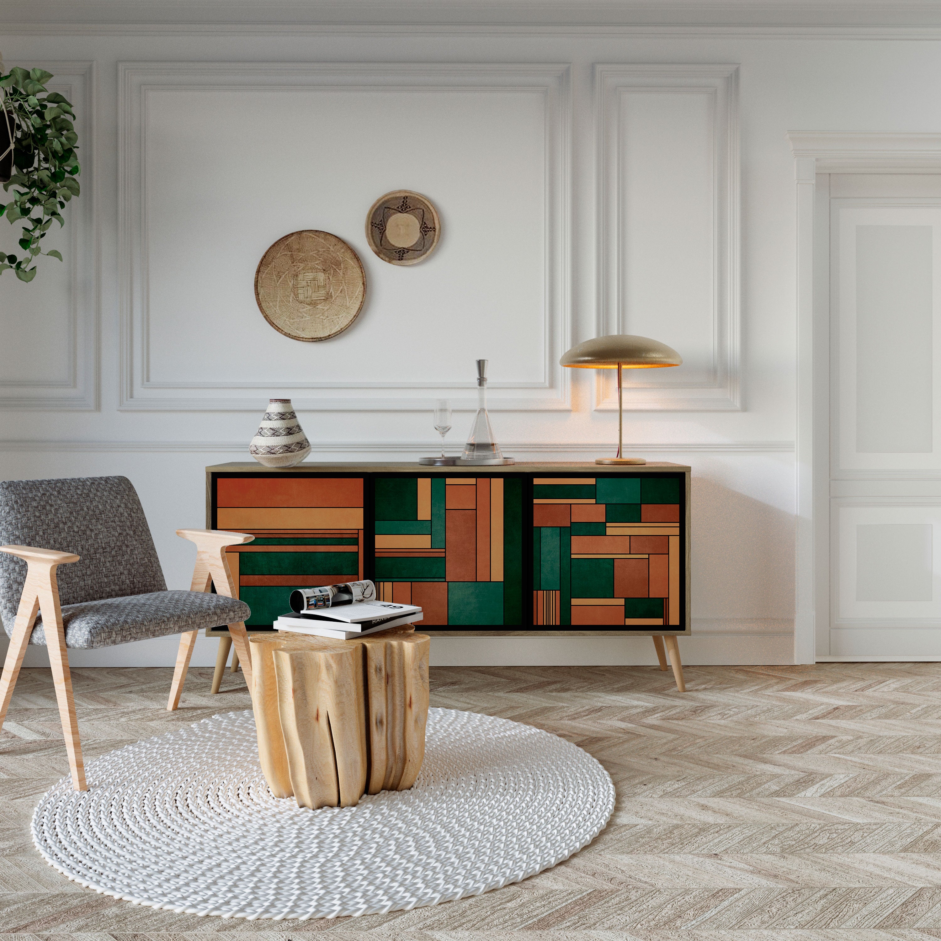 EARTHY FIGURES 3-Door Sideboard