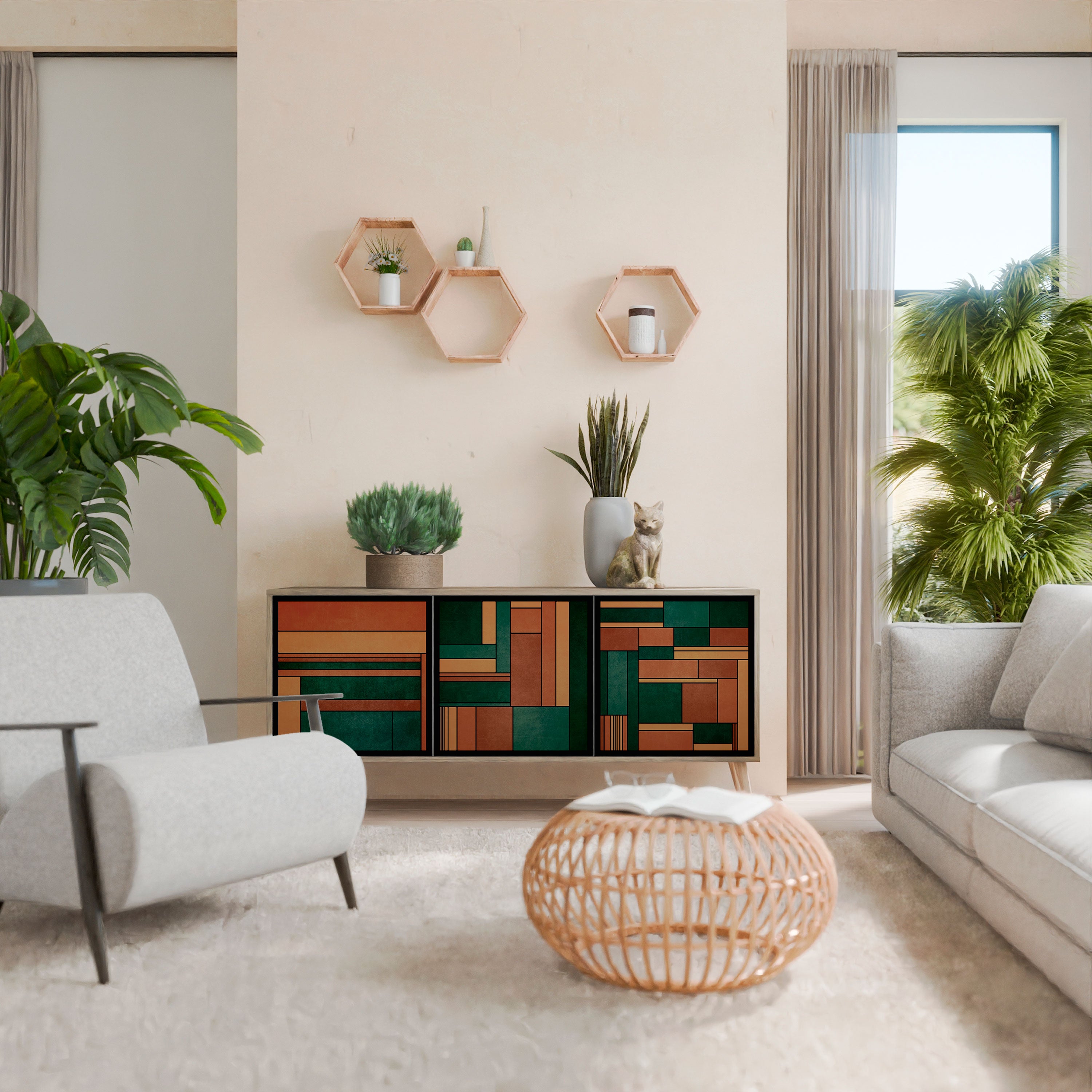 EARTHY FIGURES 3-Door Sideboard