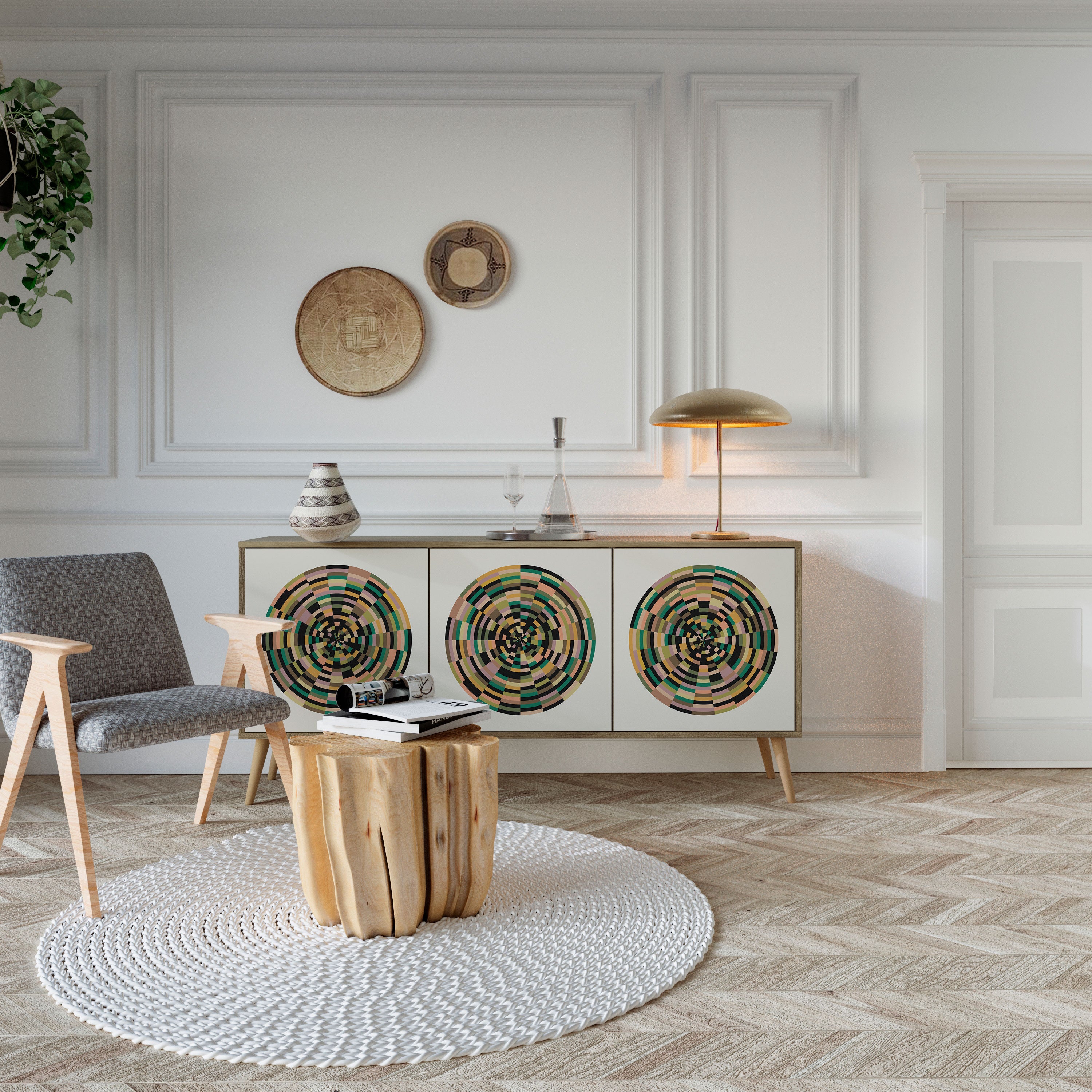 GREEN CIRCLES 3-Door Sideboard