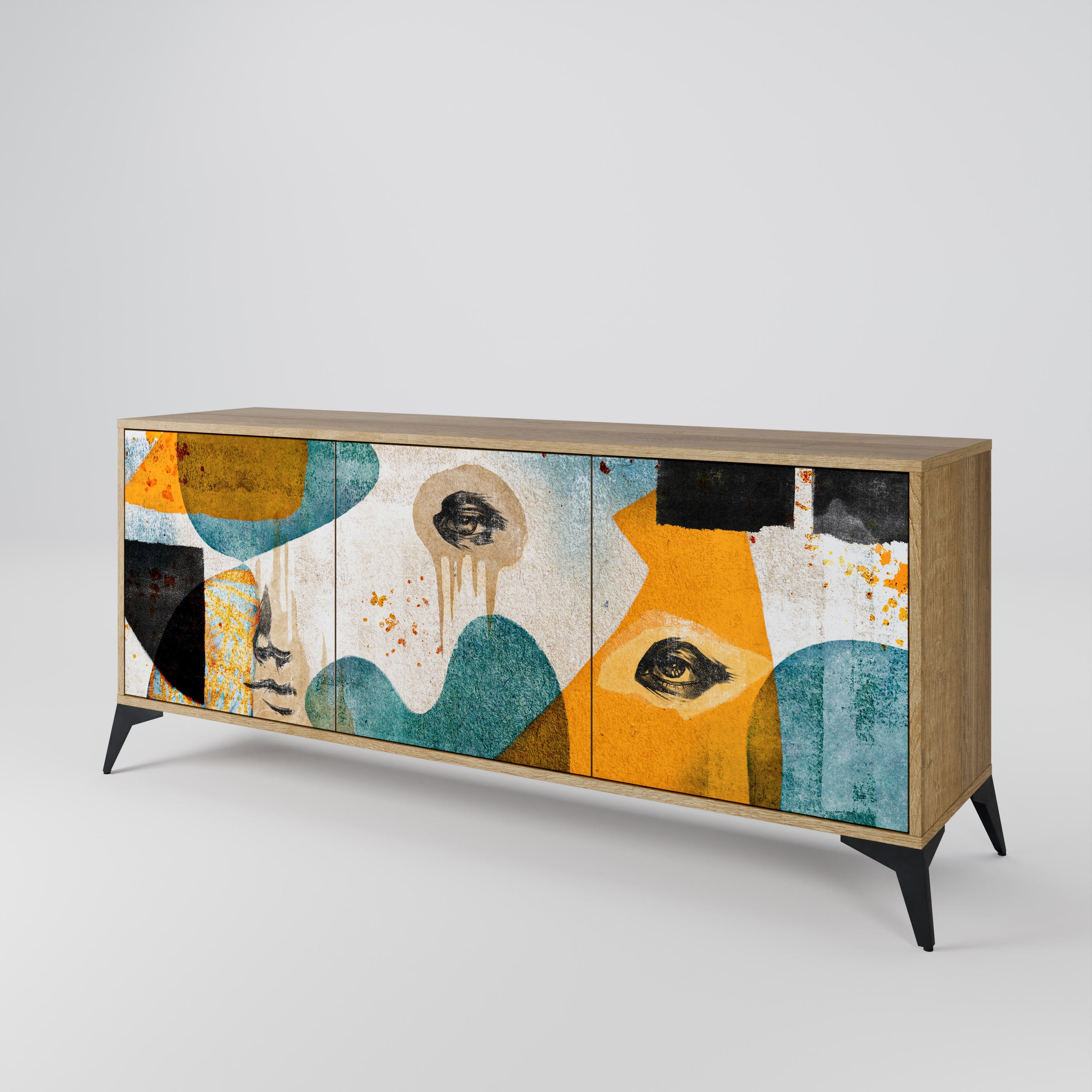 ABSTRACT FACES 3-Door Sideboard