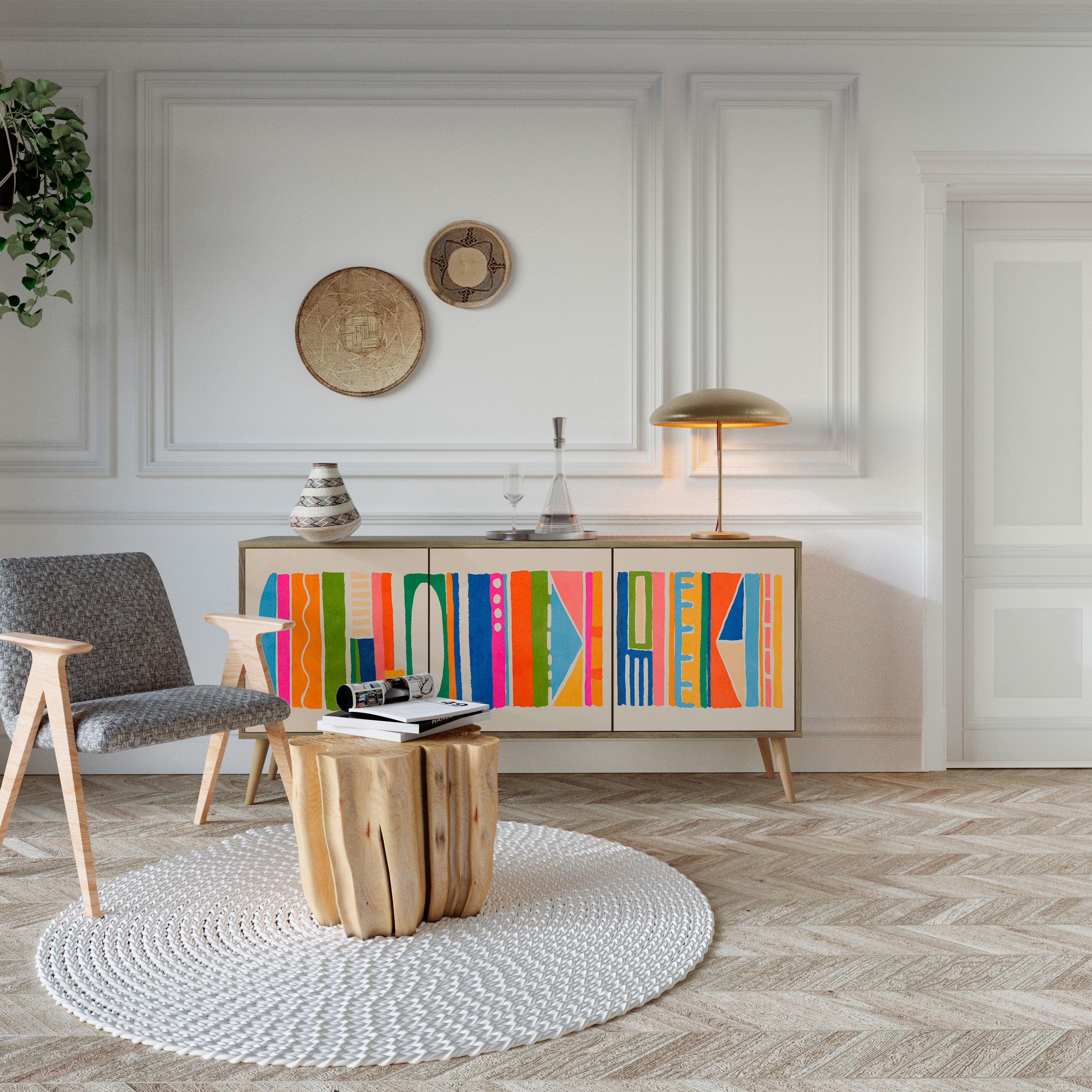 GEOMETRIC SHINE Třídveřová komoda