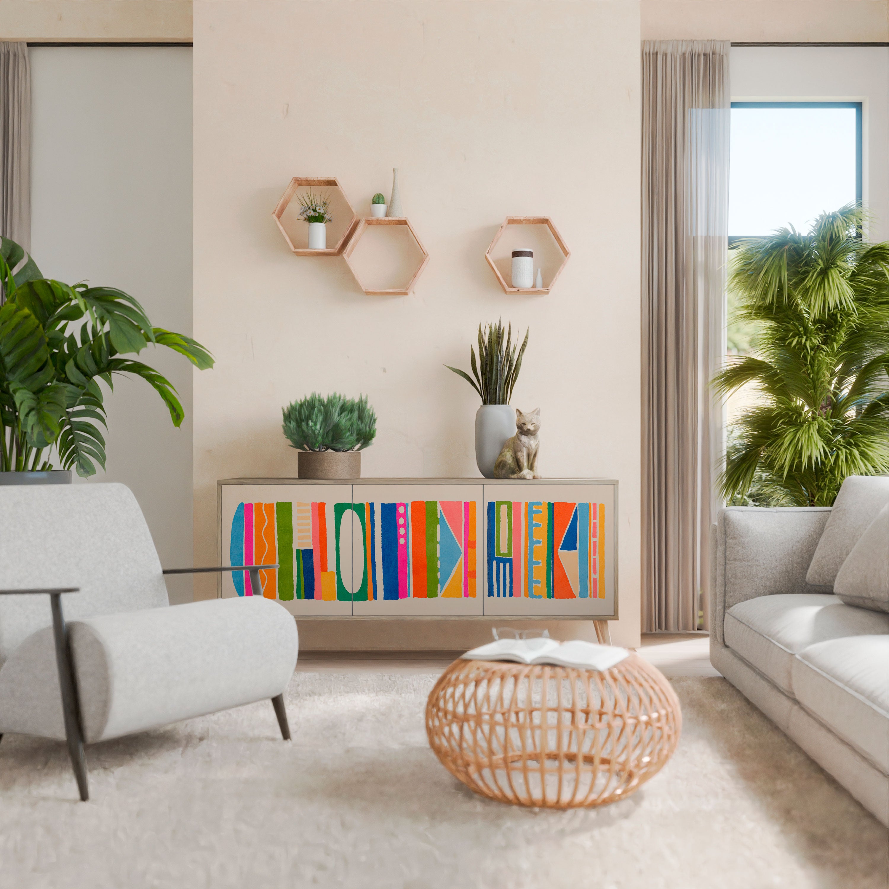 GEOMETRIC SHINE Třídveřová komoda