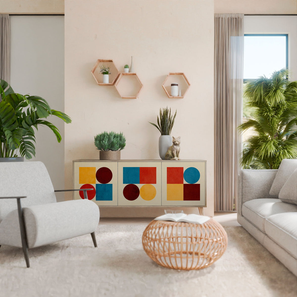 GEOMETRIC PUZZLE Třídveřová komoda