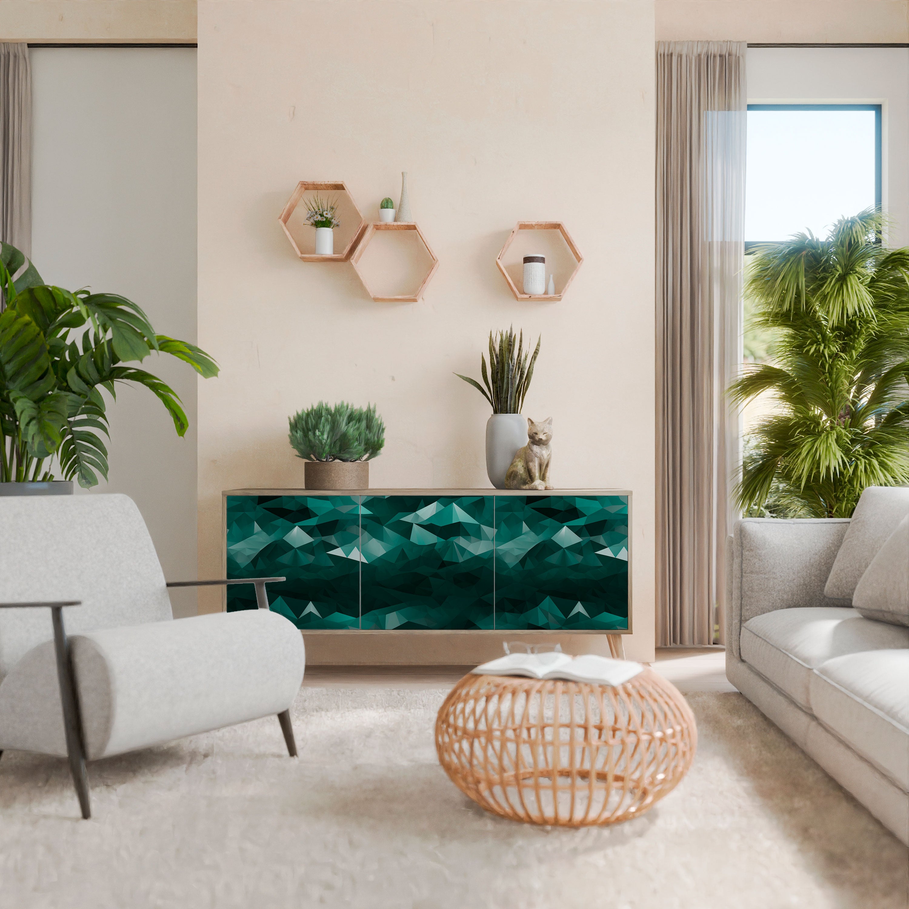 POLYGONAL FLOATING Třídveřová komoda