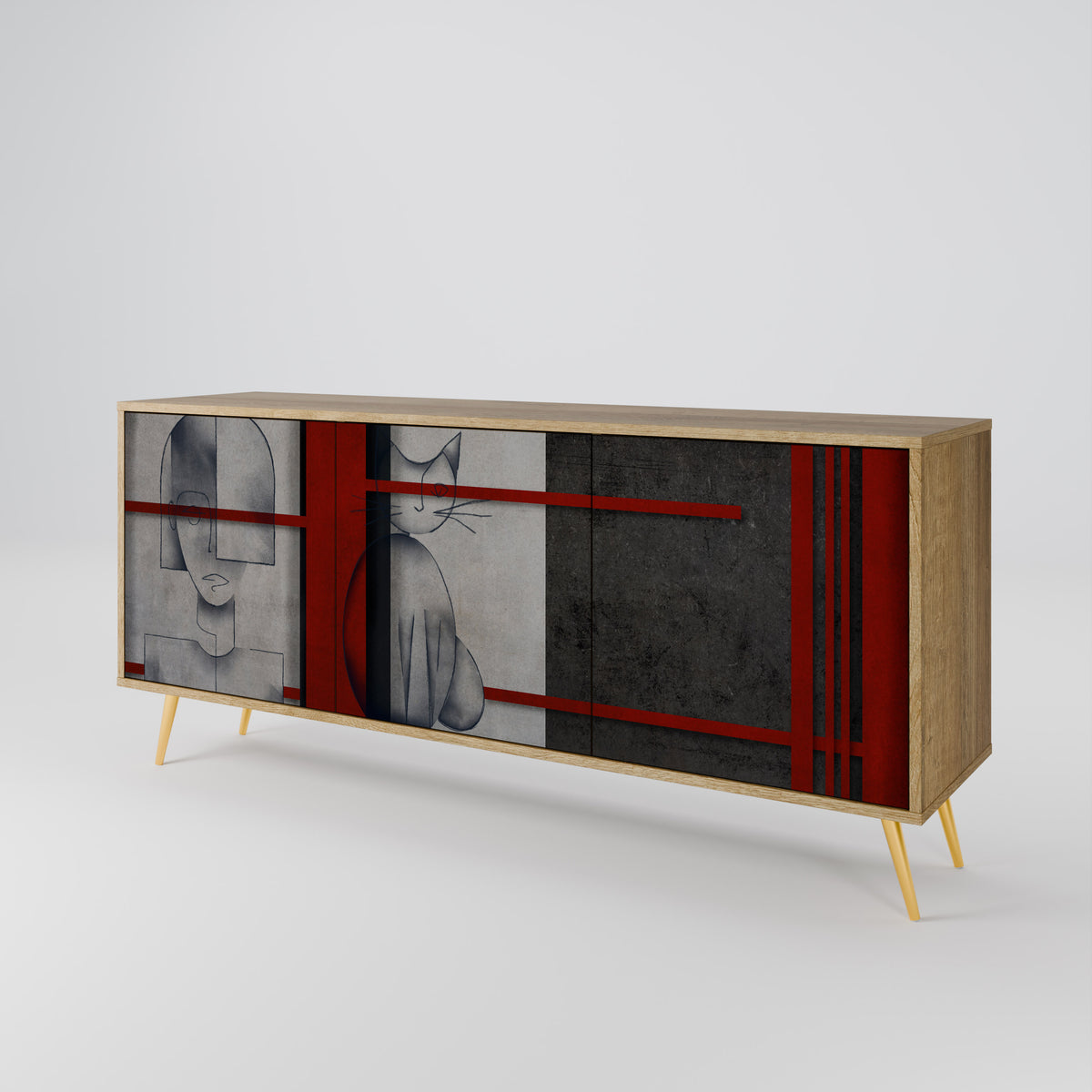 GRAY FIGURES Třídveřová komoda