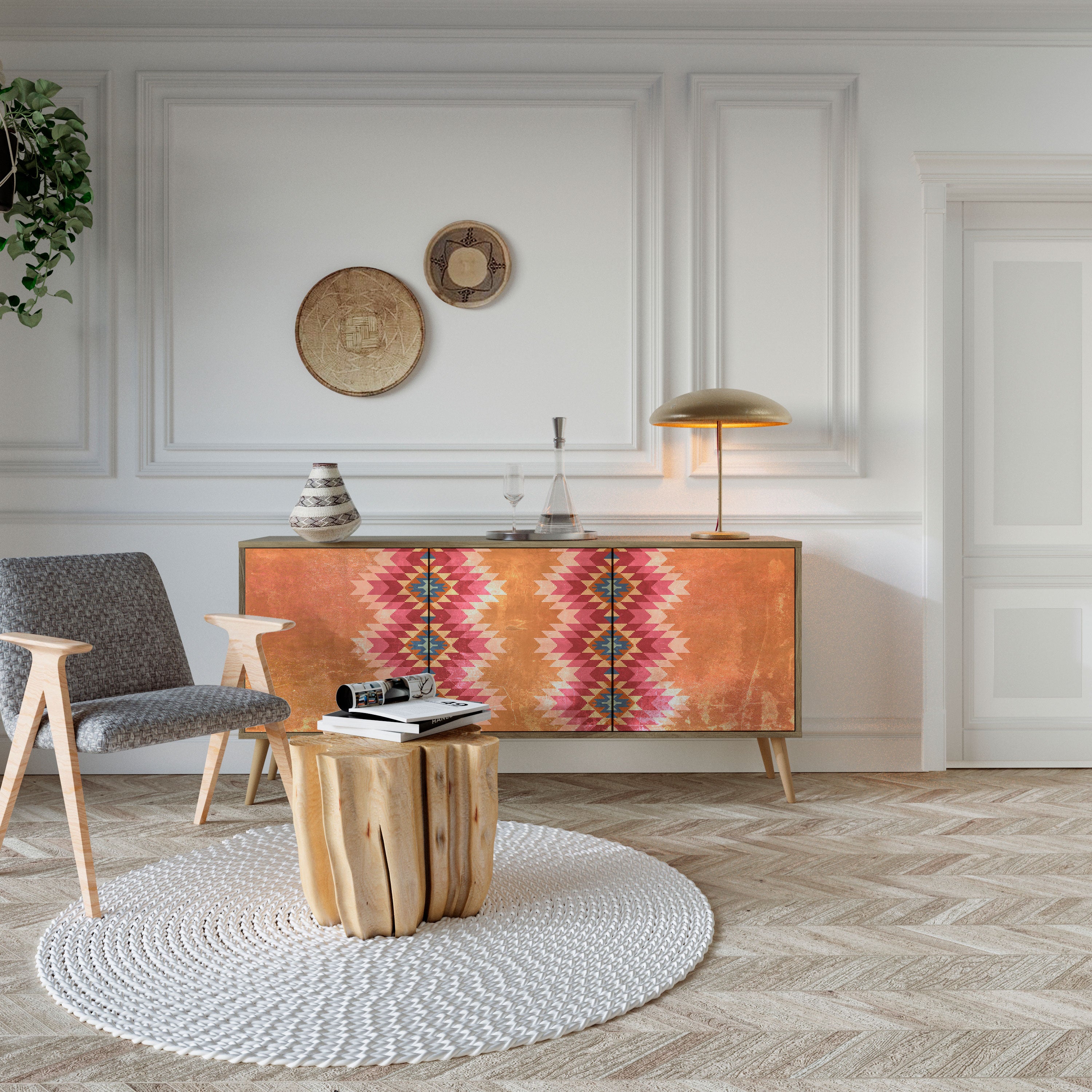 INDIAN FOLK 3-Door Sideboard