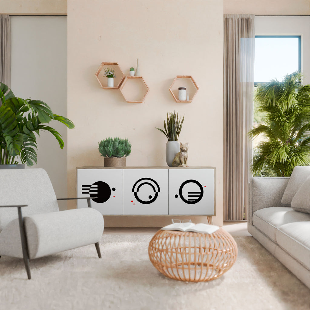 BLACK AND WHITE COMBINATION Třídveřová komoda