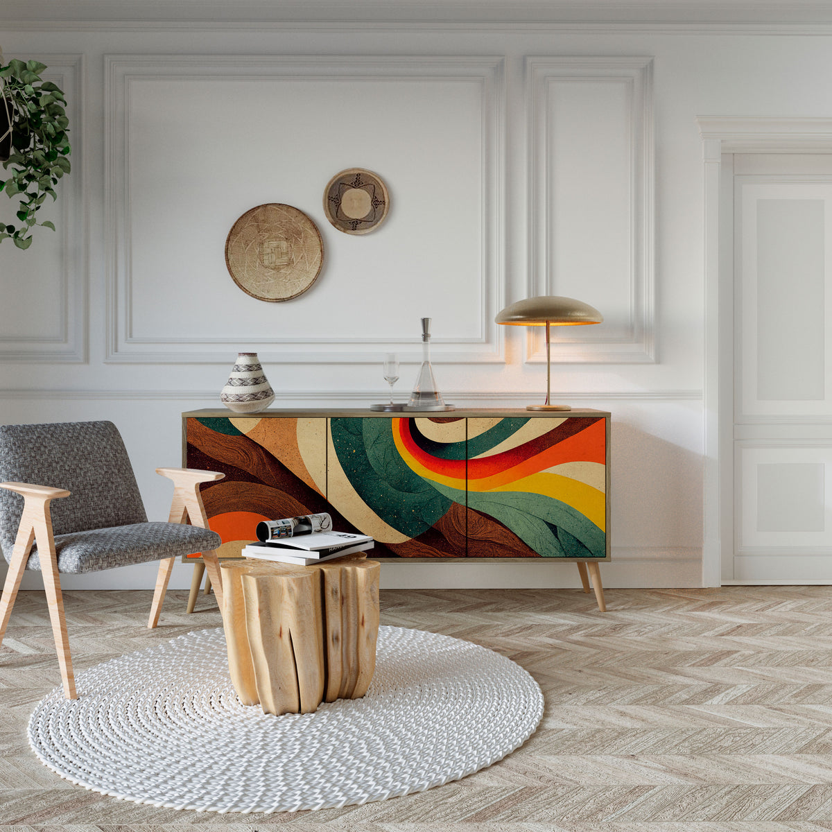 COLORFUL STRANDS Třídveřová komoda