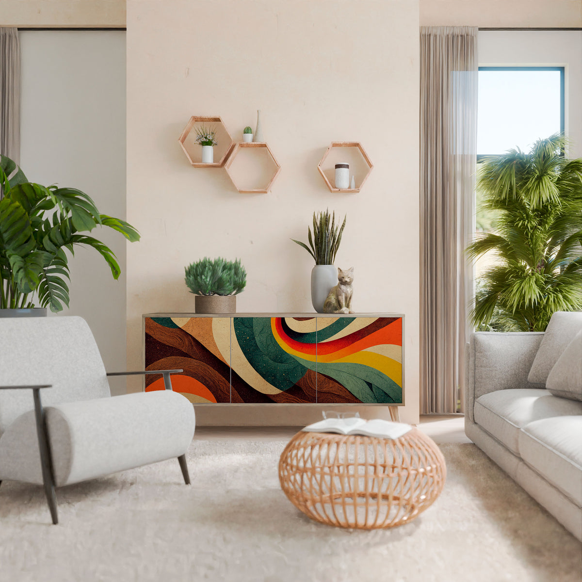 COLORFUL STRANDS Třídveřová komoda