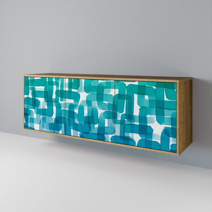 TURQUOISE RECTANGLES Třídveřová komoda