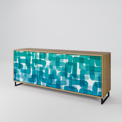 TURQUOISE RECTANGLES Třídveřová komoda