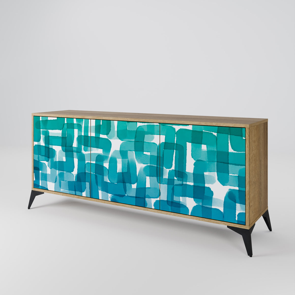 TURQUOISE RECTANGLES Třídveřová komoda