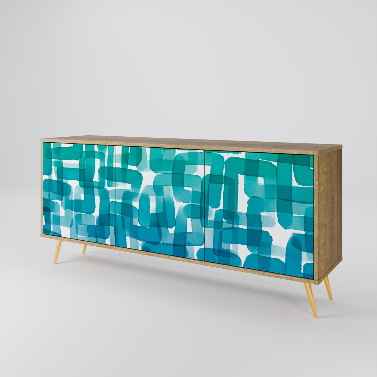 TURQUOISE RECTANGLES Třídveřová komoda