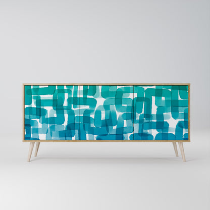 TURQUOISE RECTANGLES Třídveřová komoda
