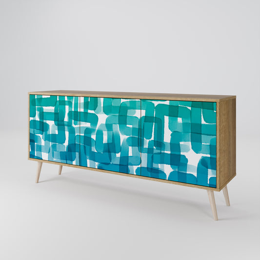 TURQUOISE RECTANGLES Třídveřová komoda