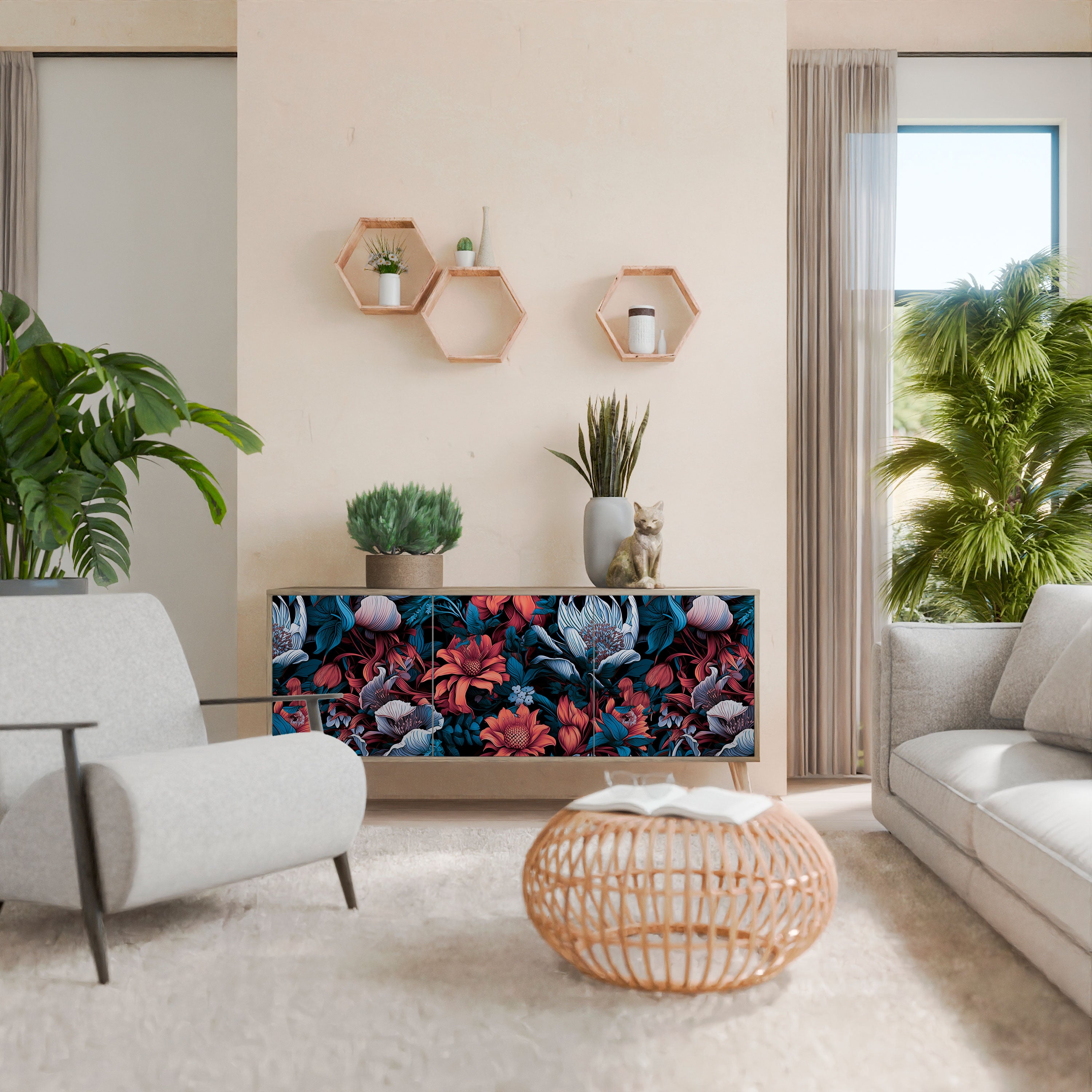 ETHEREAL BLOSSOMS 3-Door Sideboard