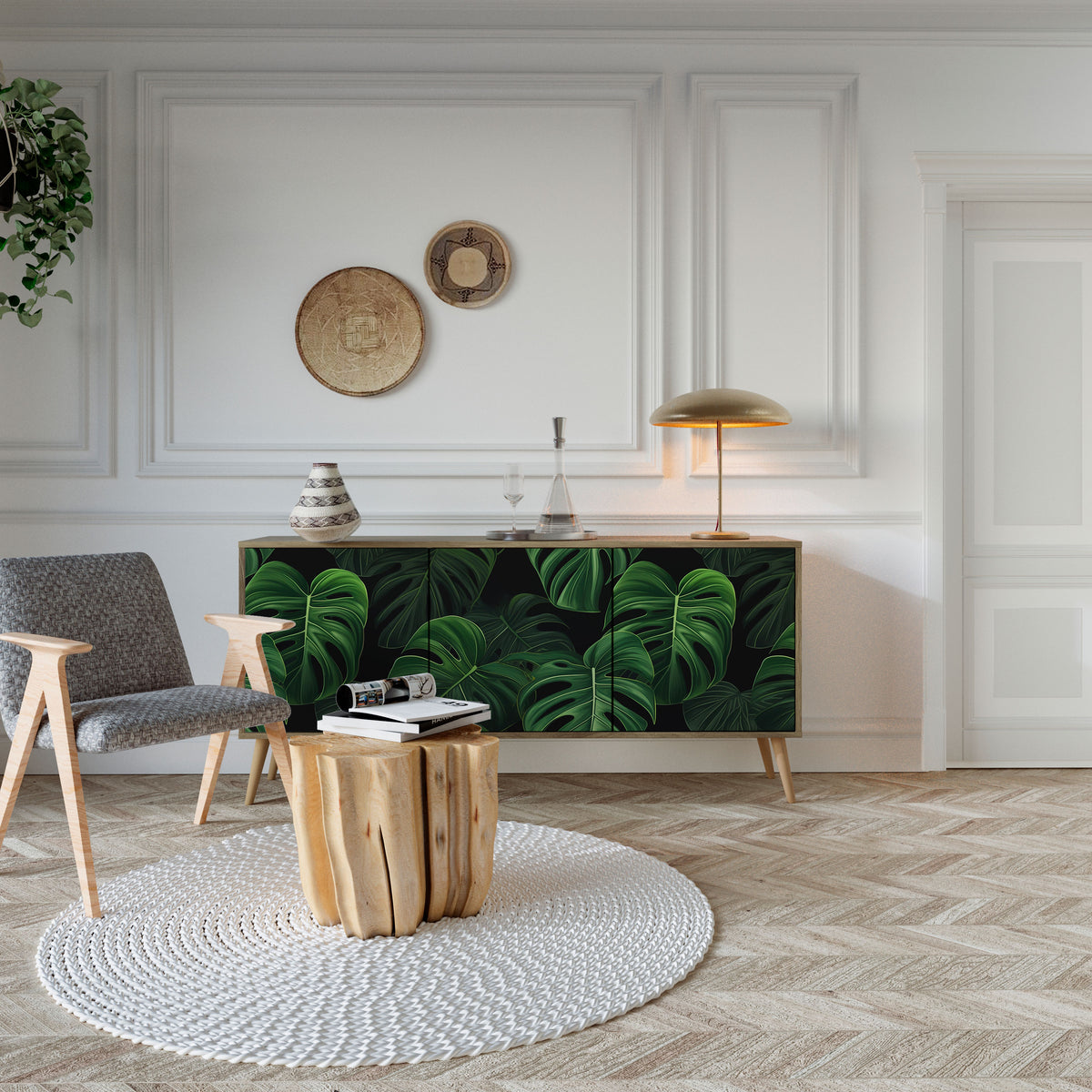 INFINITE MONSTERA Třídveřová komoda
