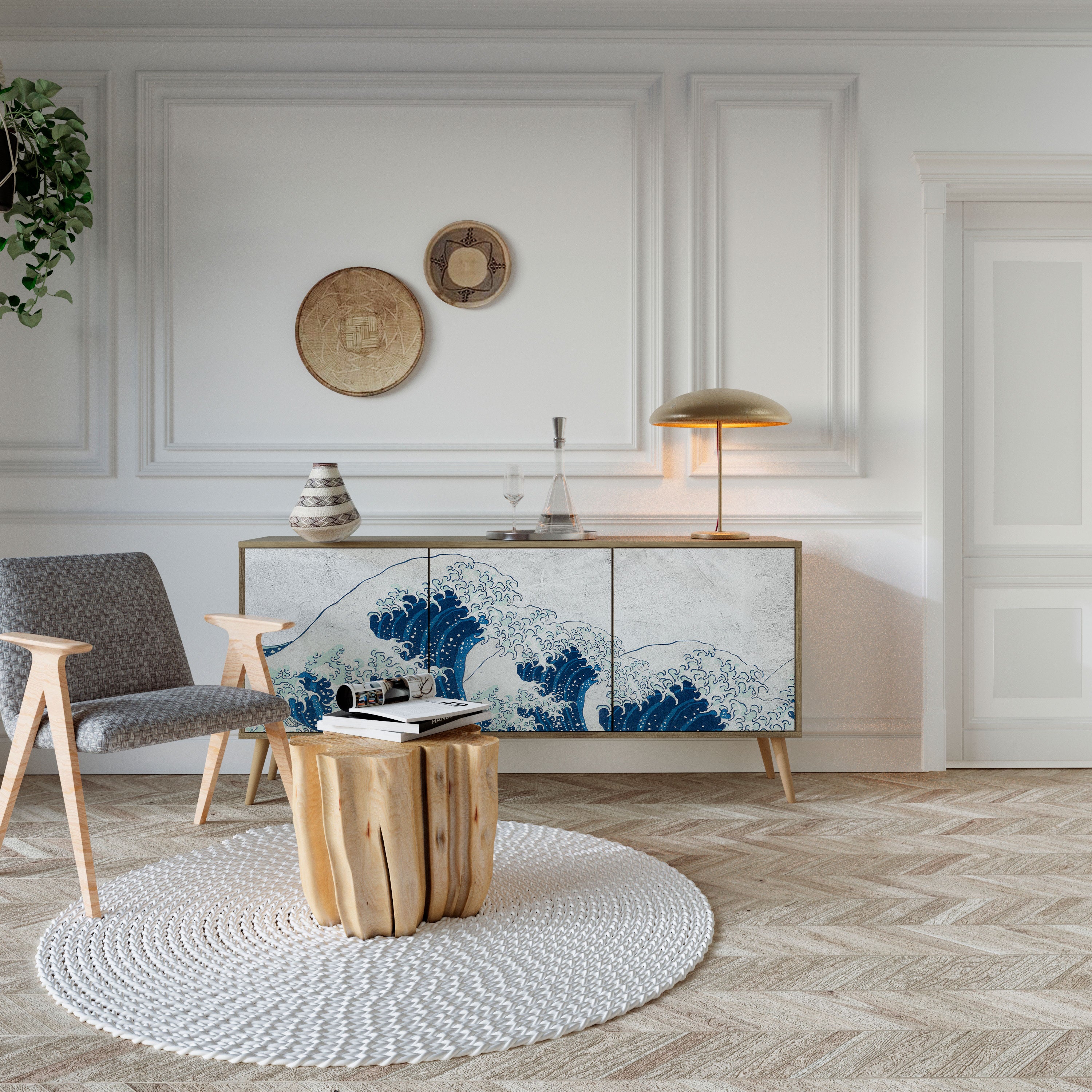 THE GREAT WAVE AT KANAGAWA 3-Door Sideboard