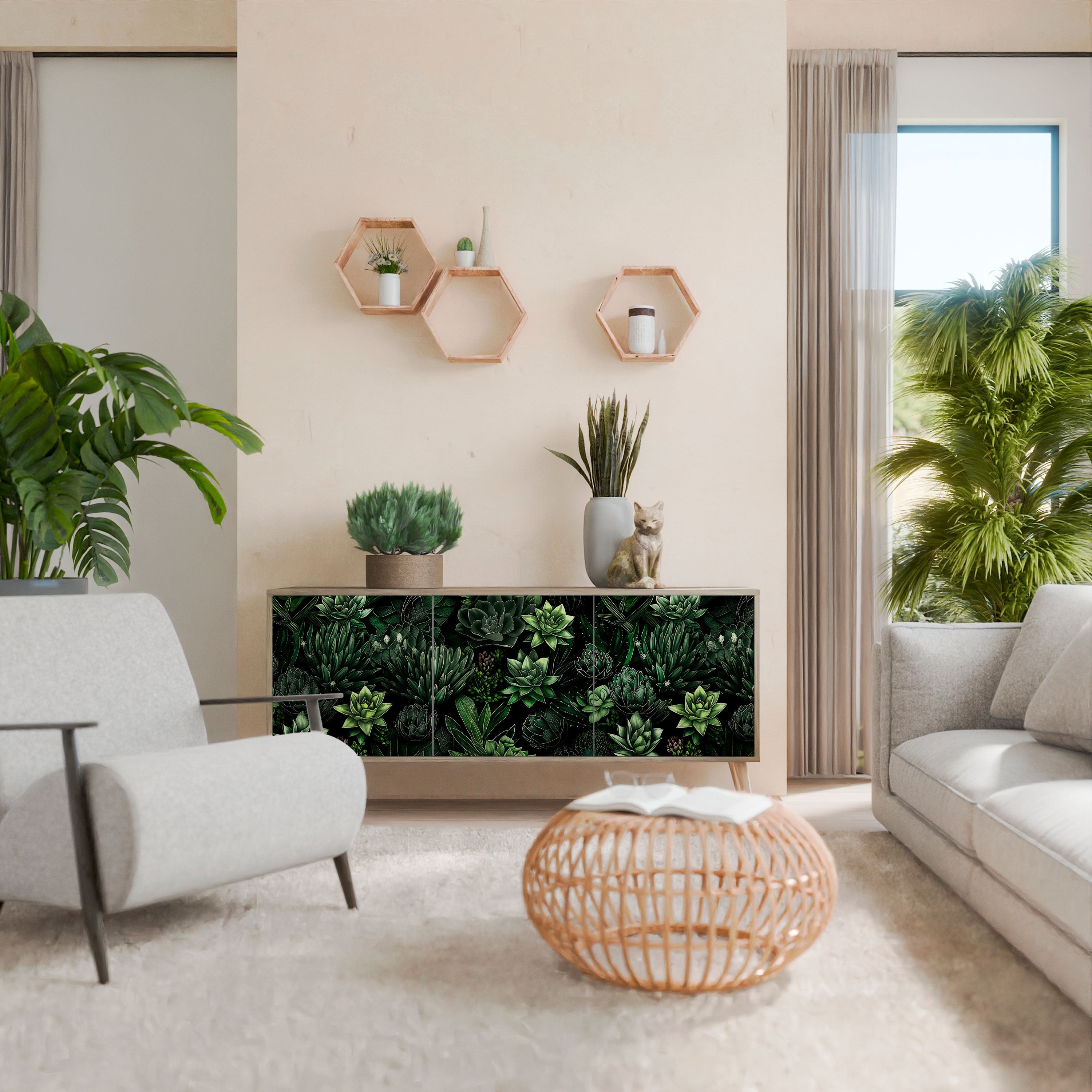 SUCCULENT JUNGLE 3-Door Sideboard