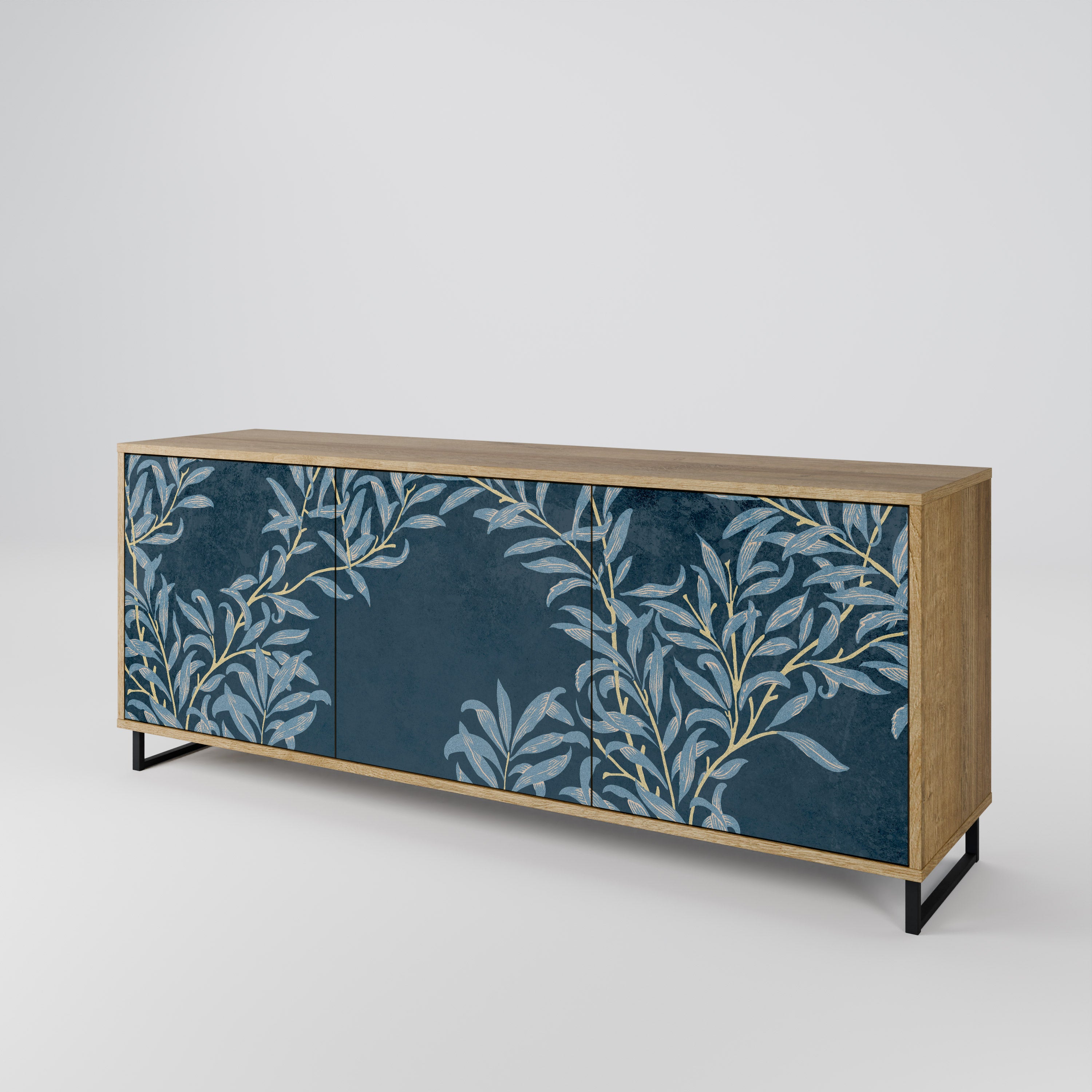 BLUE LEAVES 3-Door Sideboard