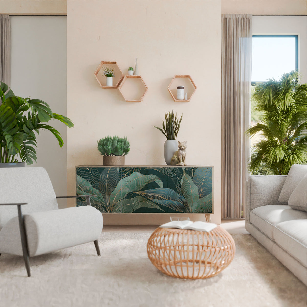 ROYAL GREEN Třídveřová komoda