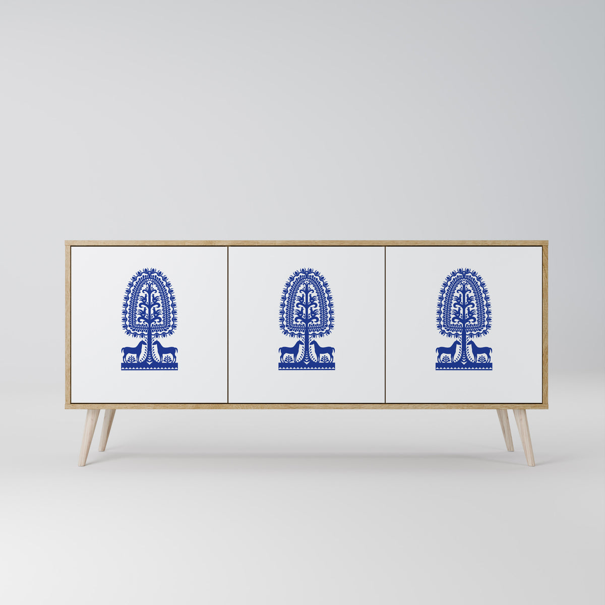 POLISH FOLK ART Třídveřová komoda