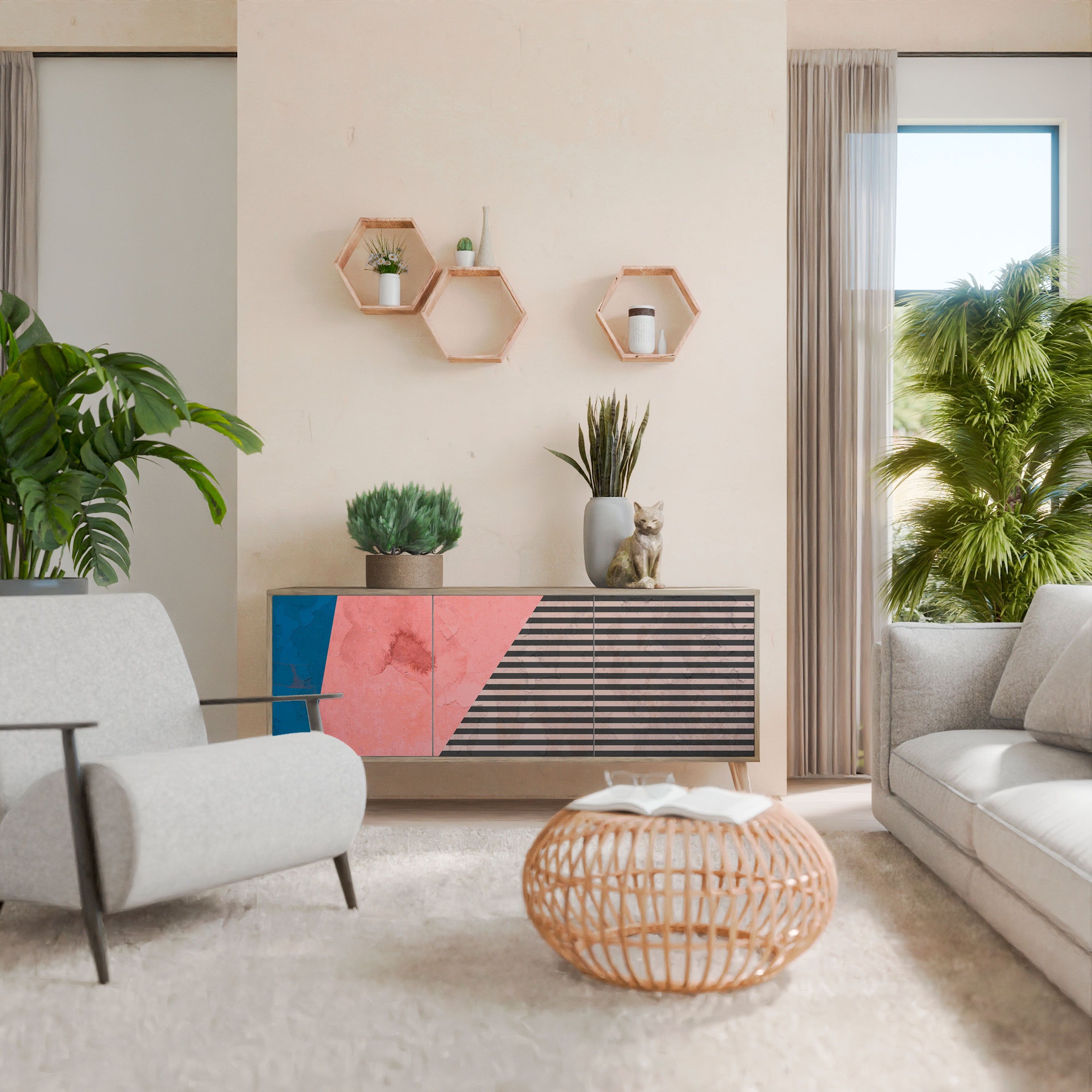 GLAMOROUS STRIPE 3-Door Sideboard